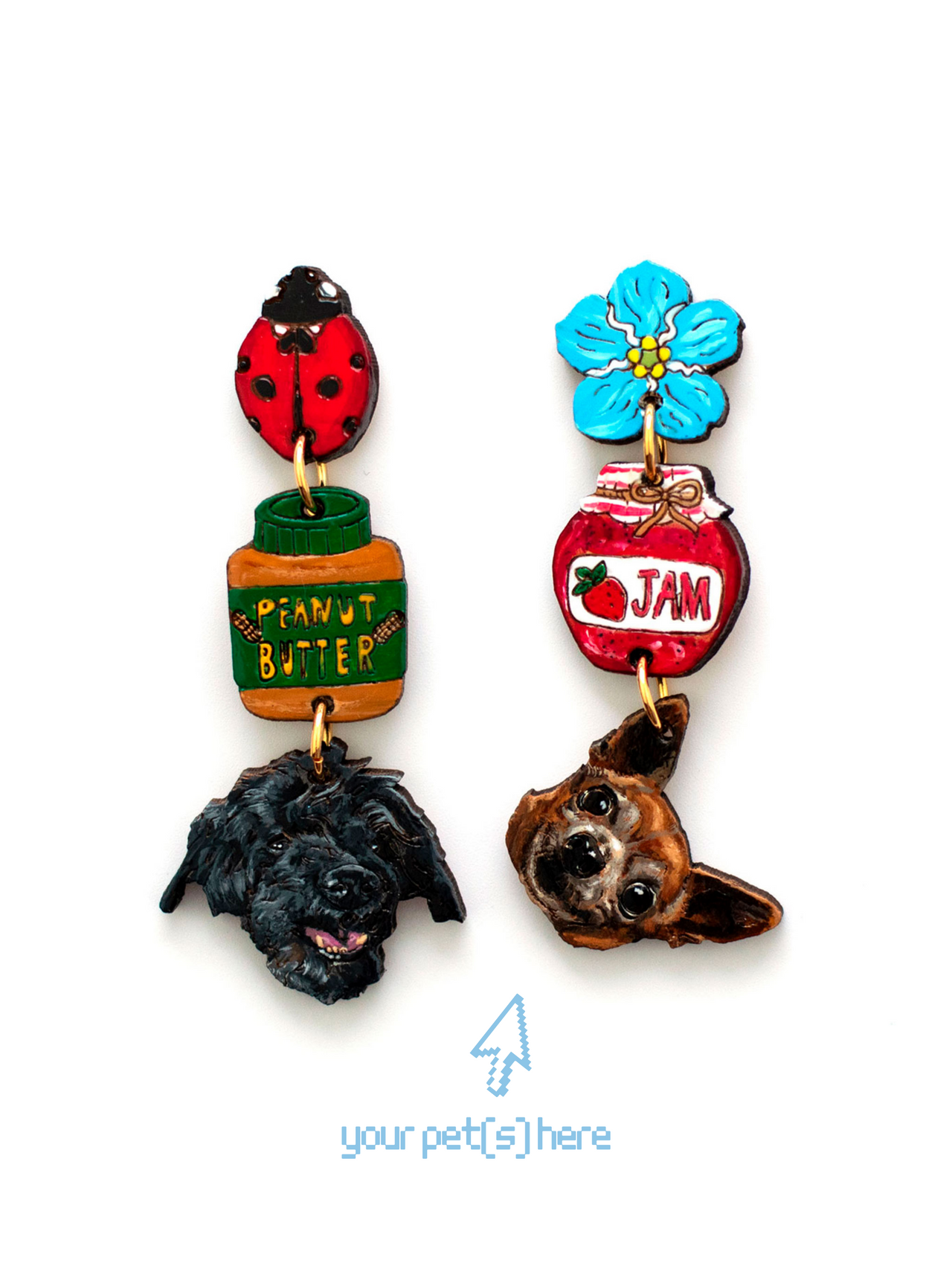 PB&J Picnic - Pet Portrait Earrings