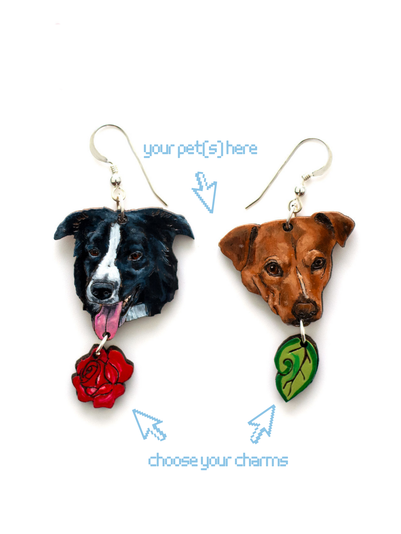 Furry Face - Pet Portrait Earrings