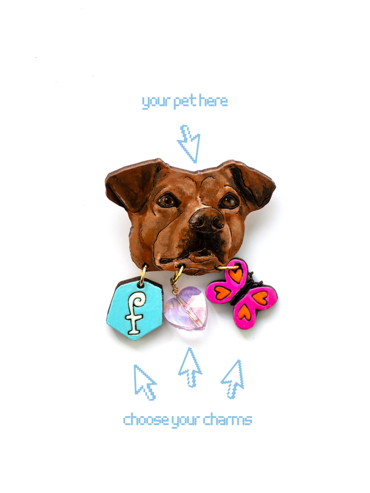 Furry Face - Pet Portrait Brooch Pin (Large)