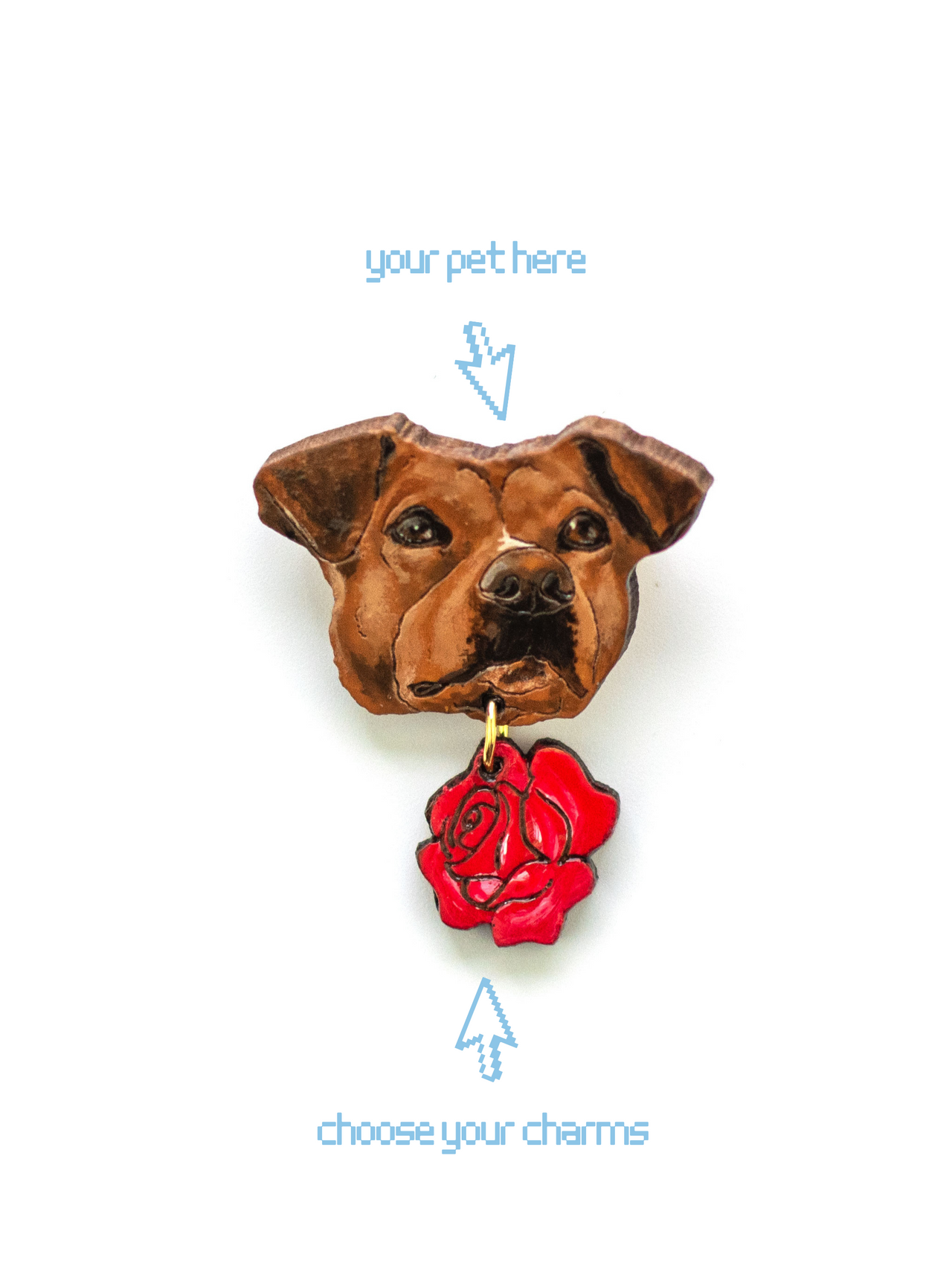 Furry Face - Pet Portrait Brooch Pin (Small)