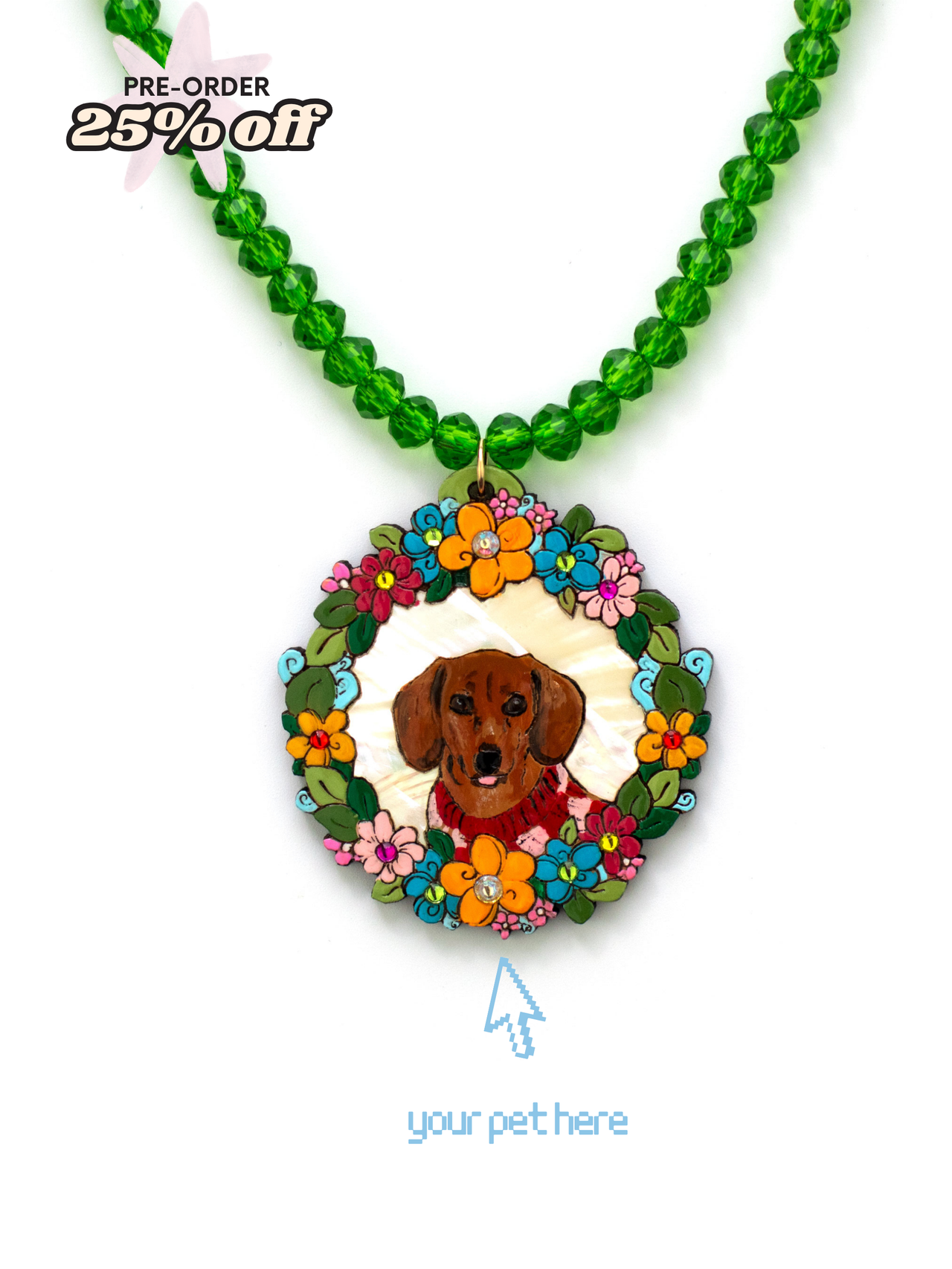 Floral Fancy Pet Portrait Necklace