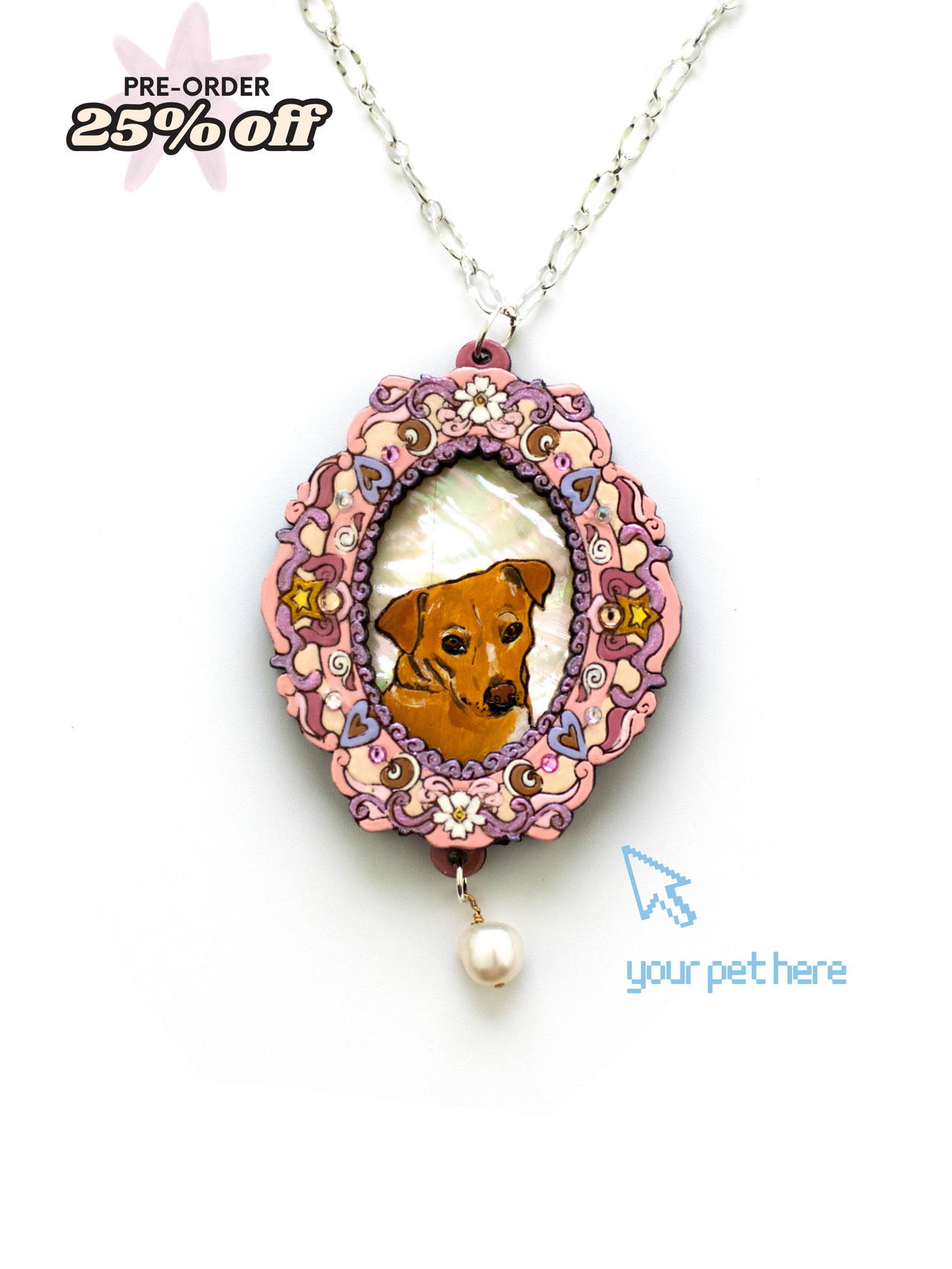 "My Beloved" Portrait Necklace in Pink