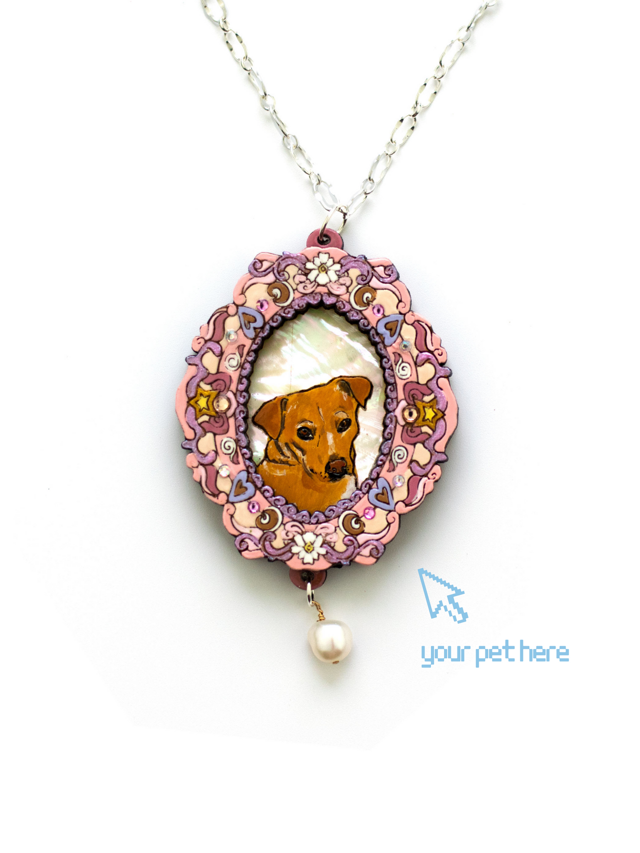 "My Beloved" Portrait Necklace in Pink