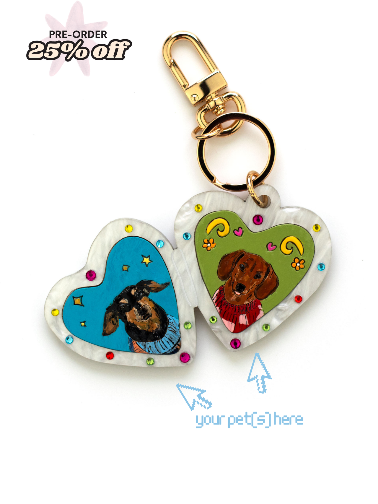 Heart Locket Pet Portrait Keychain