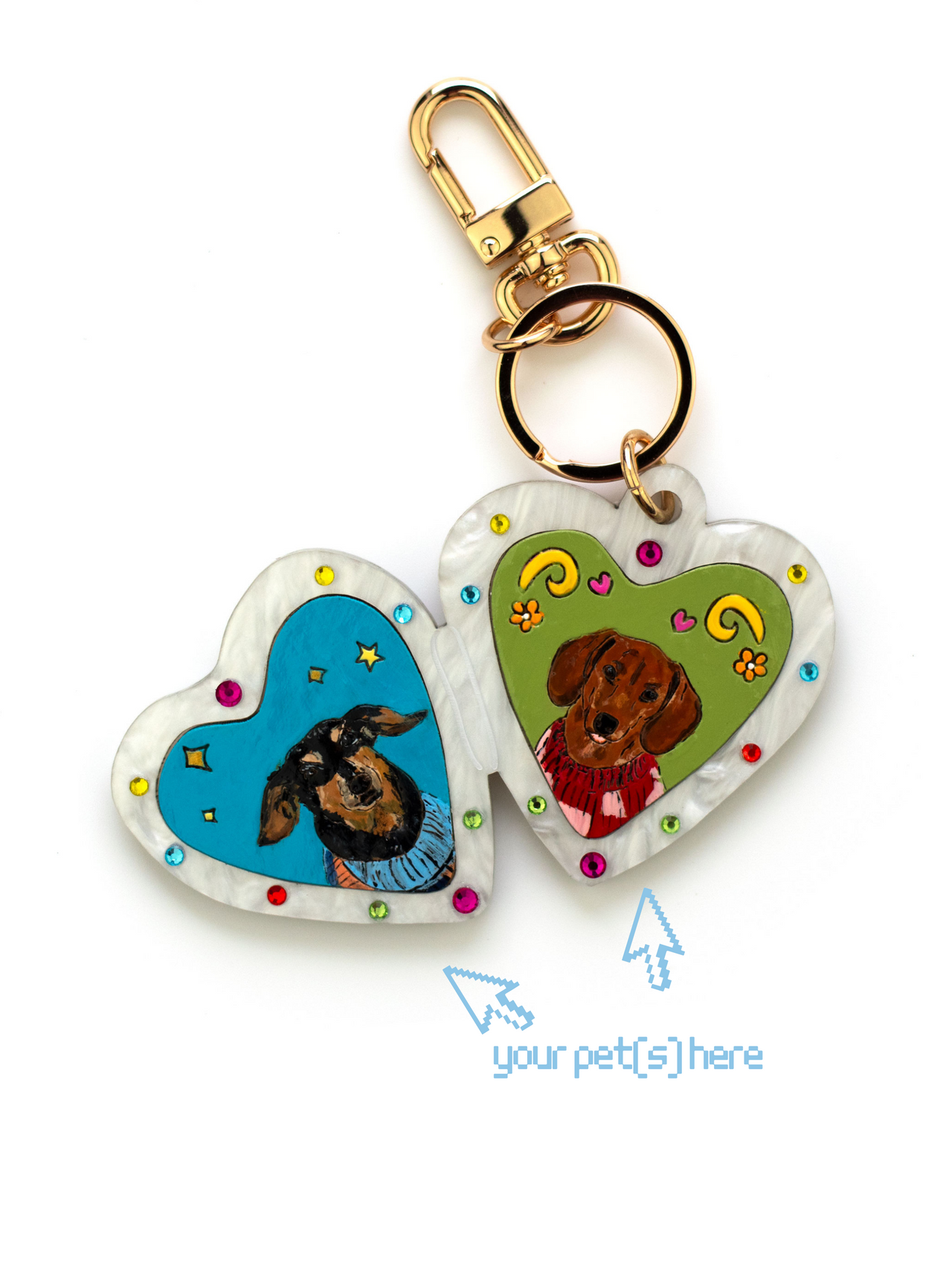 Heart Locket Pet Portrait Keychain