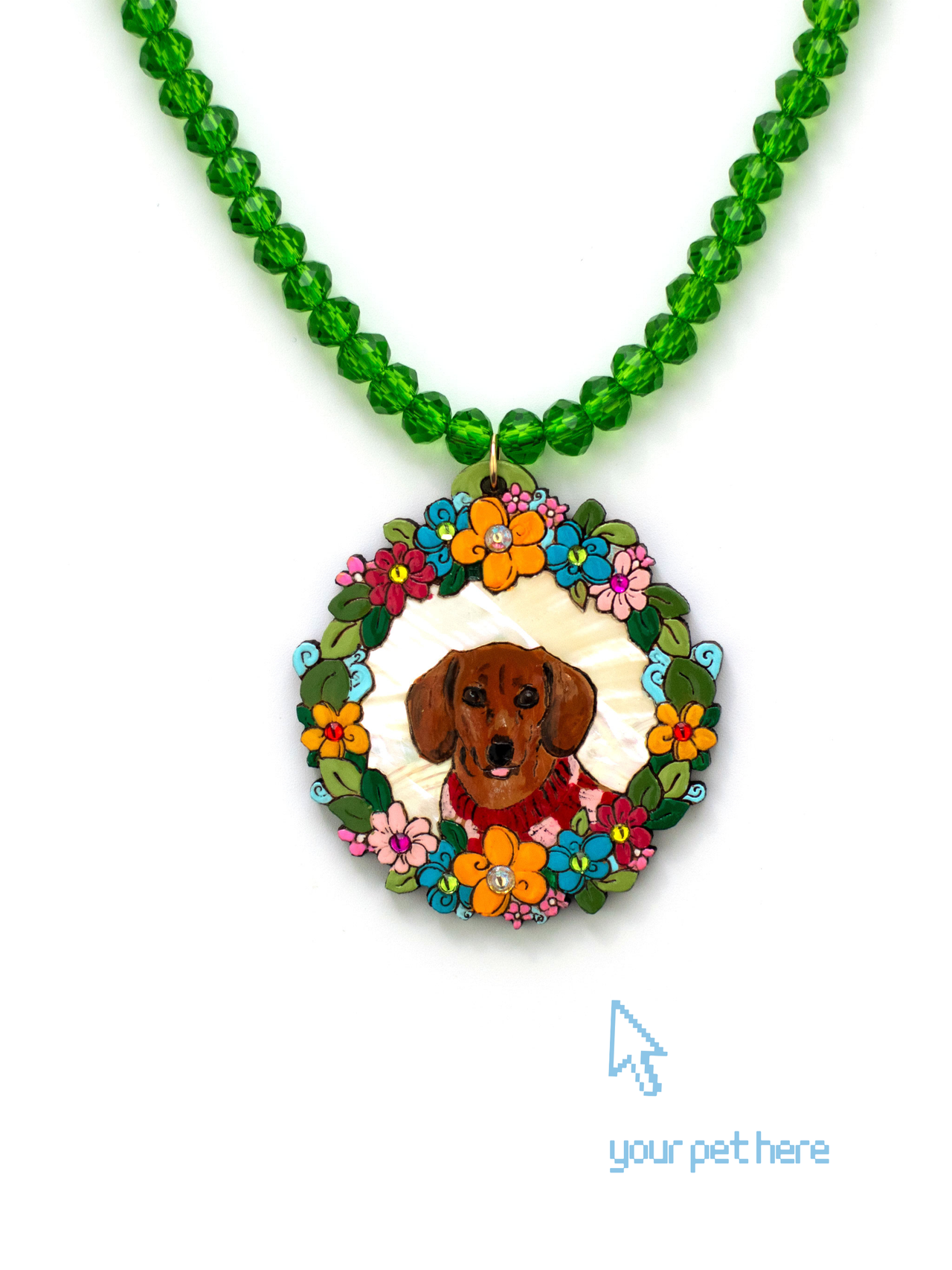 Floral Fancy Pet Portrait Necklace