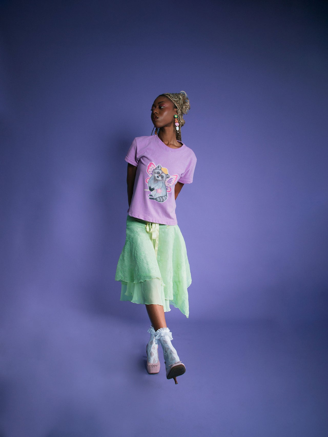 Raccoon Fairy Princess in 90's Boxy T-shirt