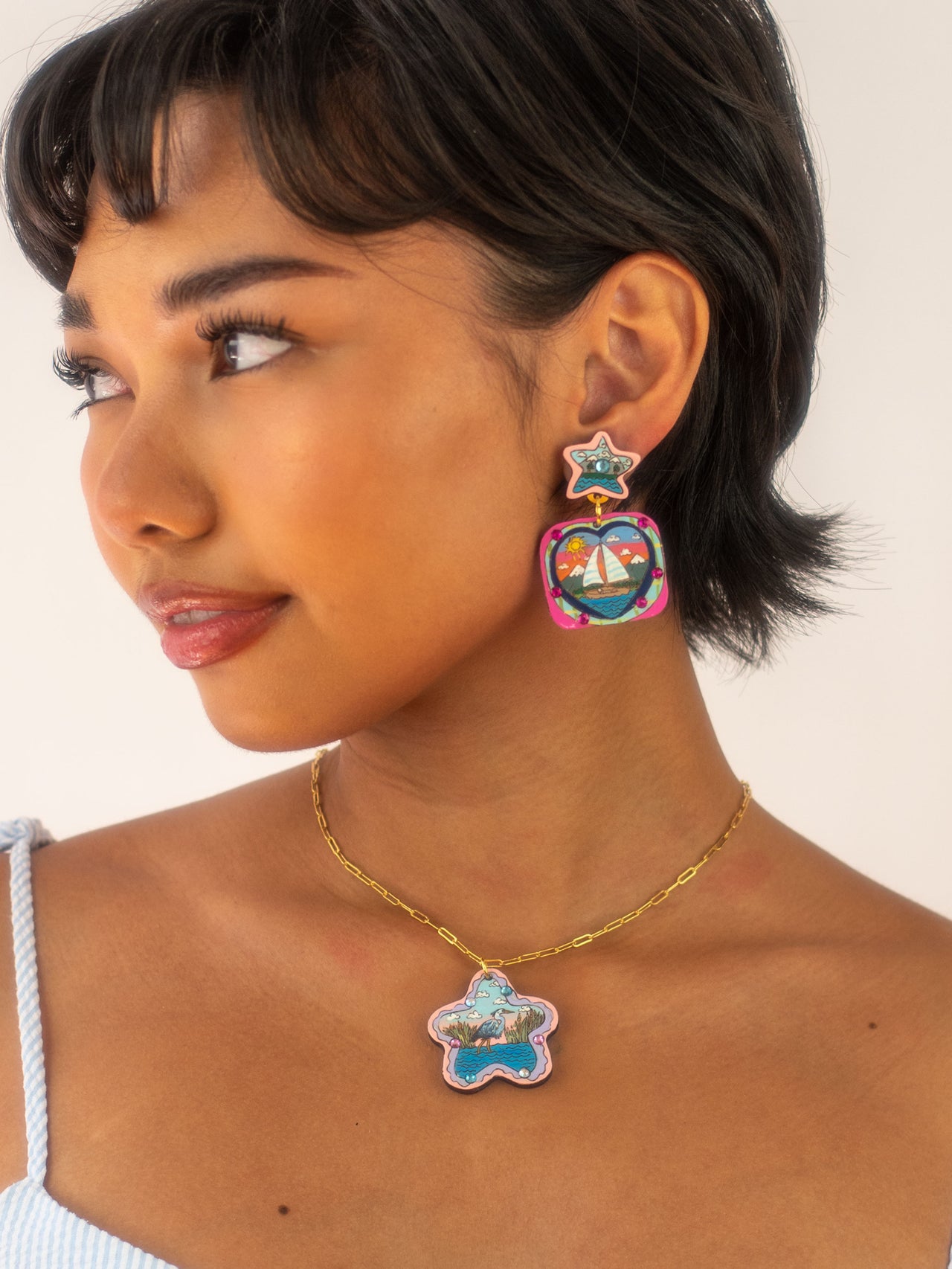 Great Blue Heron Star Necklace