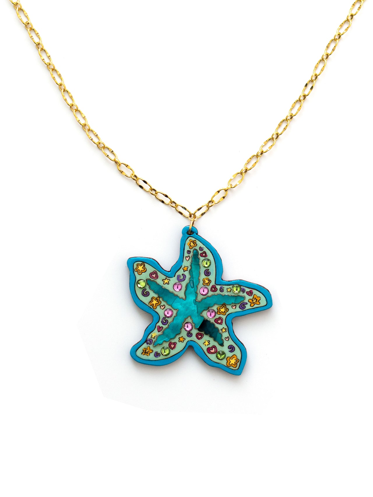 Starfish Whimsy Necklace in Teal