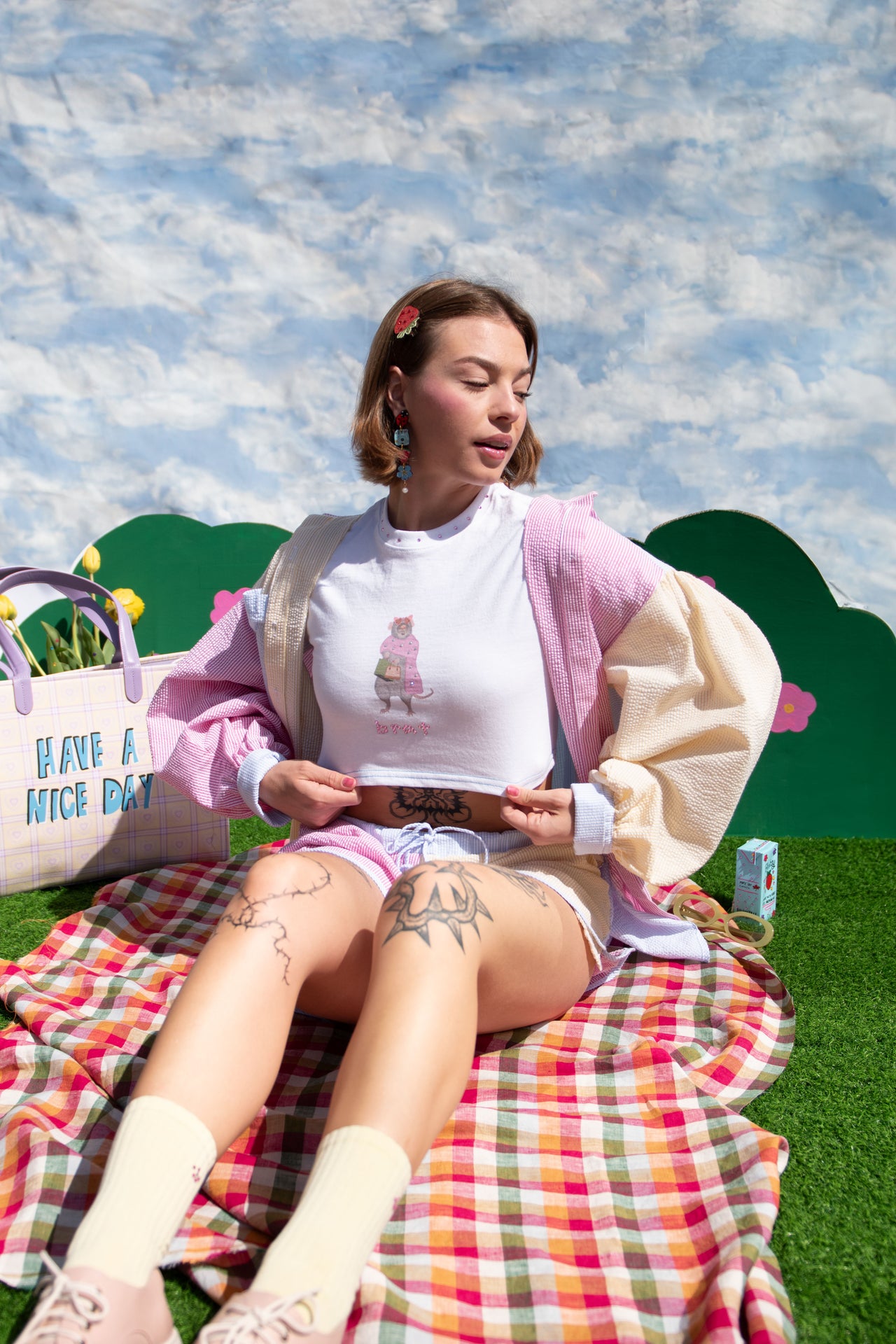 BEDAZZLED BRAT Uptown Rat Cropped Tee