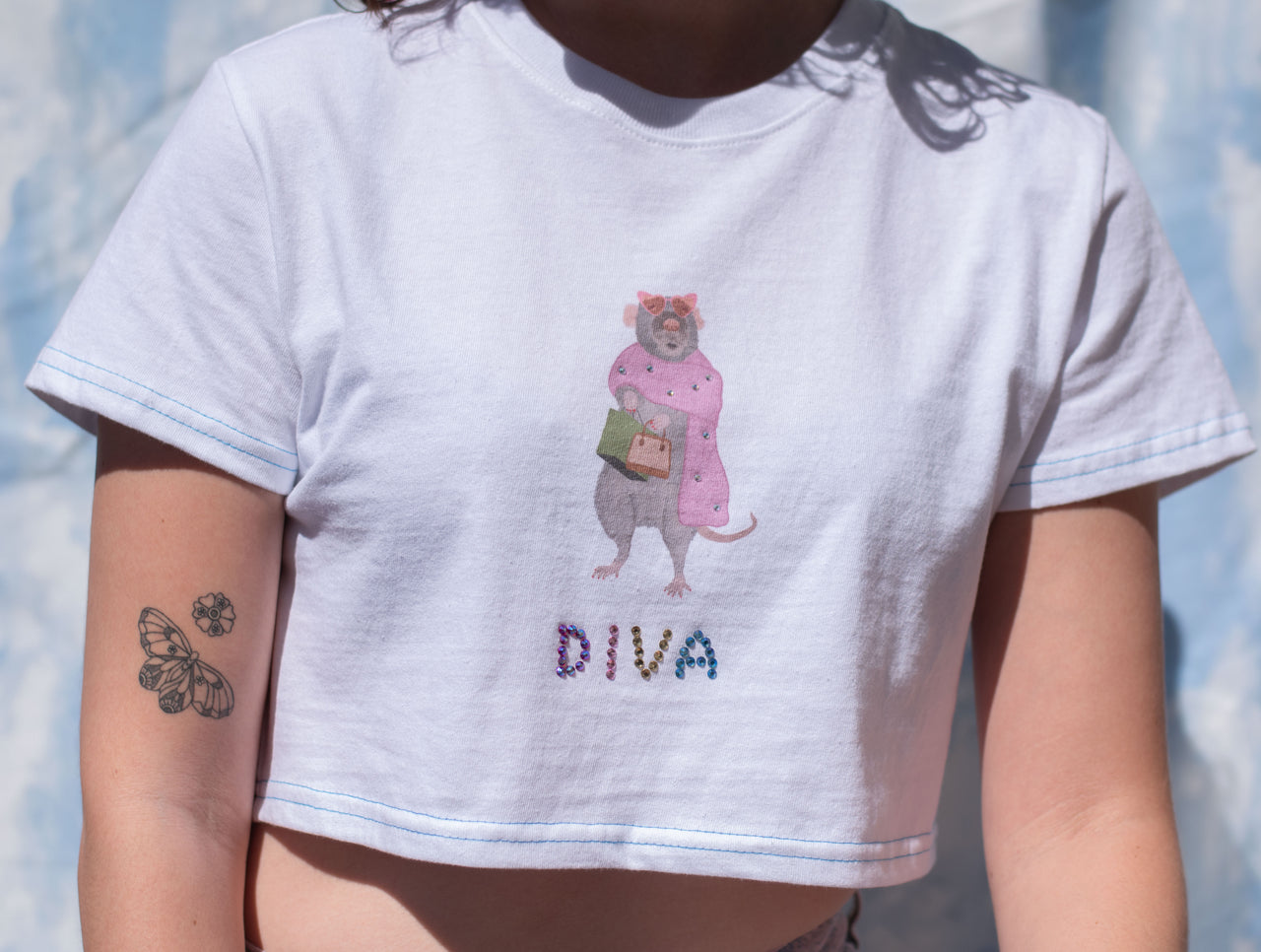 BEDAZZLED DIVA Uptown Rat Cropped Tee