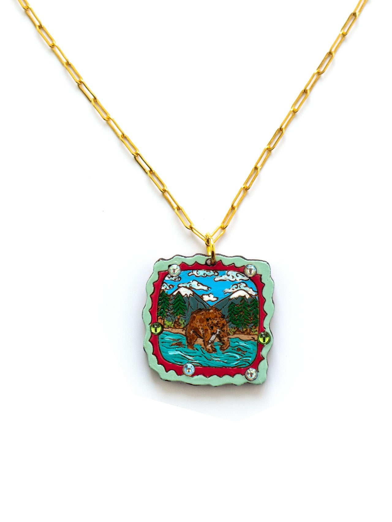Grizzly Bear Scene Pendant