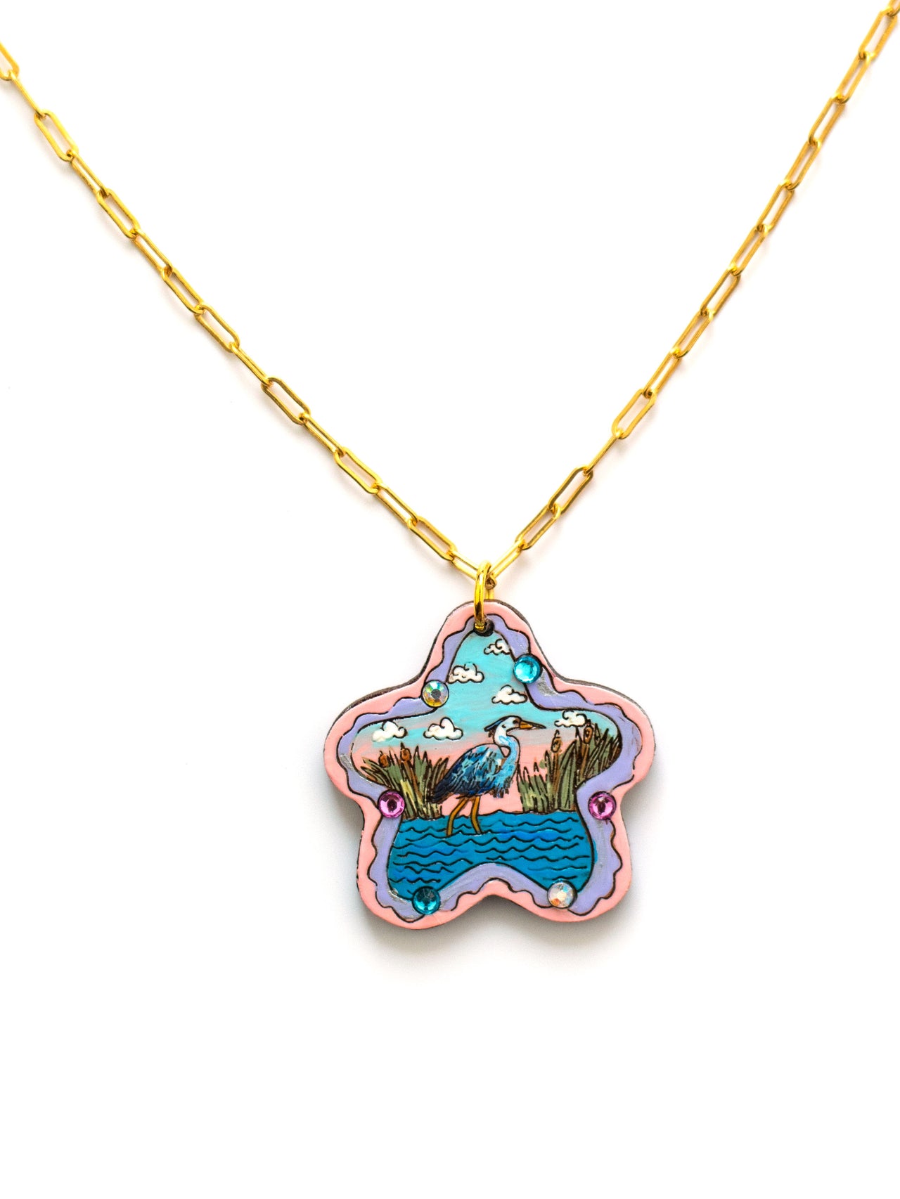 Great Blue Heron Star Necklace