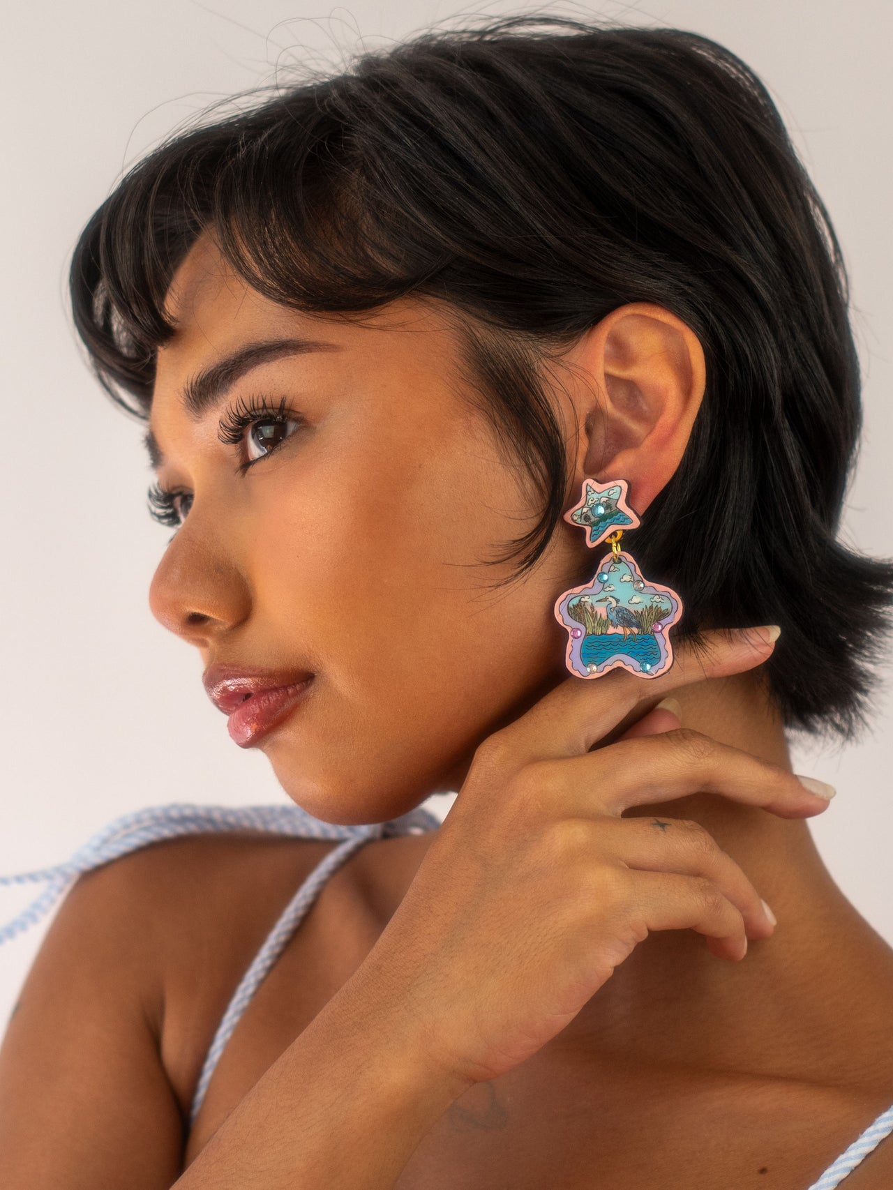 Great Blue Heron Star Earrings