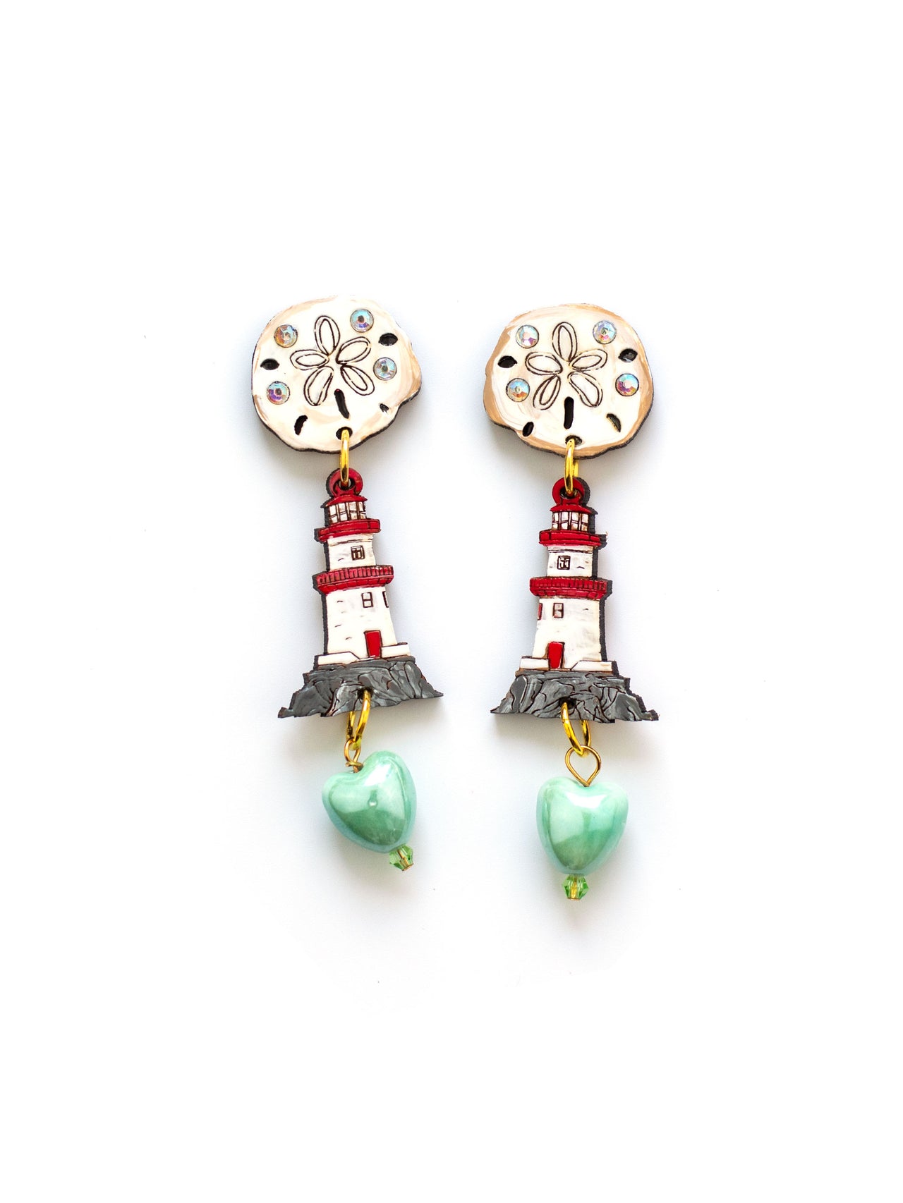 Sand dollar Lighthouse Charm Earrings