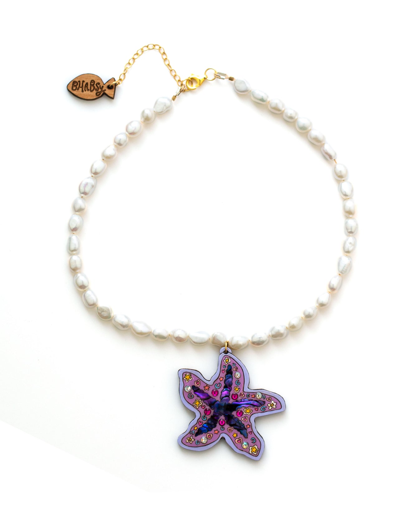 Starfish Whimsy Pearl Necklace in Lilac