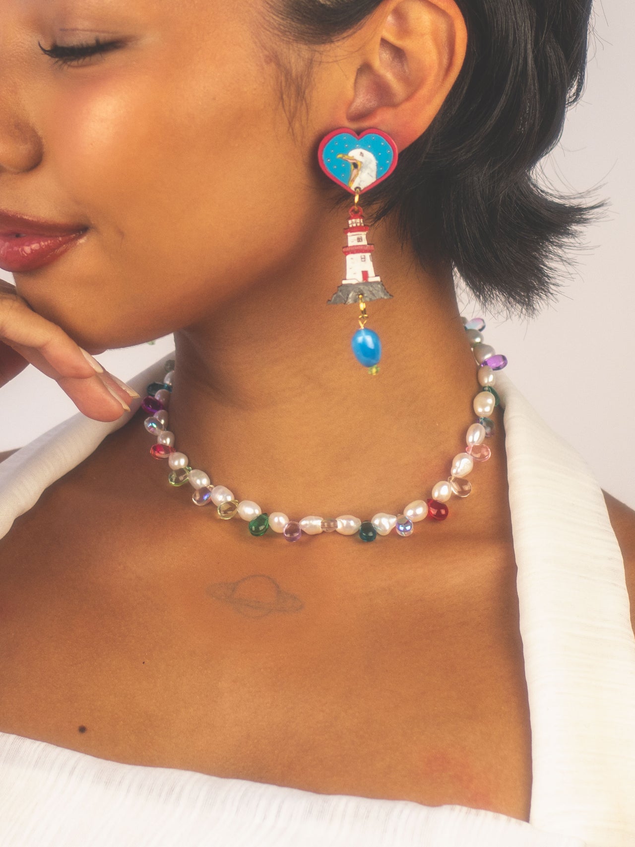 Seaglass Rainbow Pearl Necklace