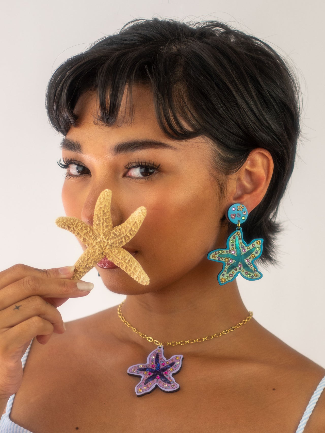 Starfish Whimsy in Teal Earrings