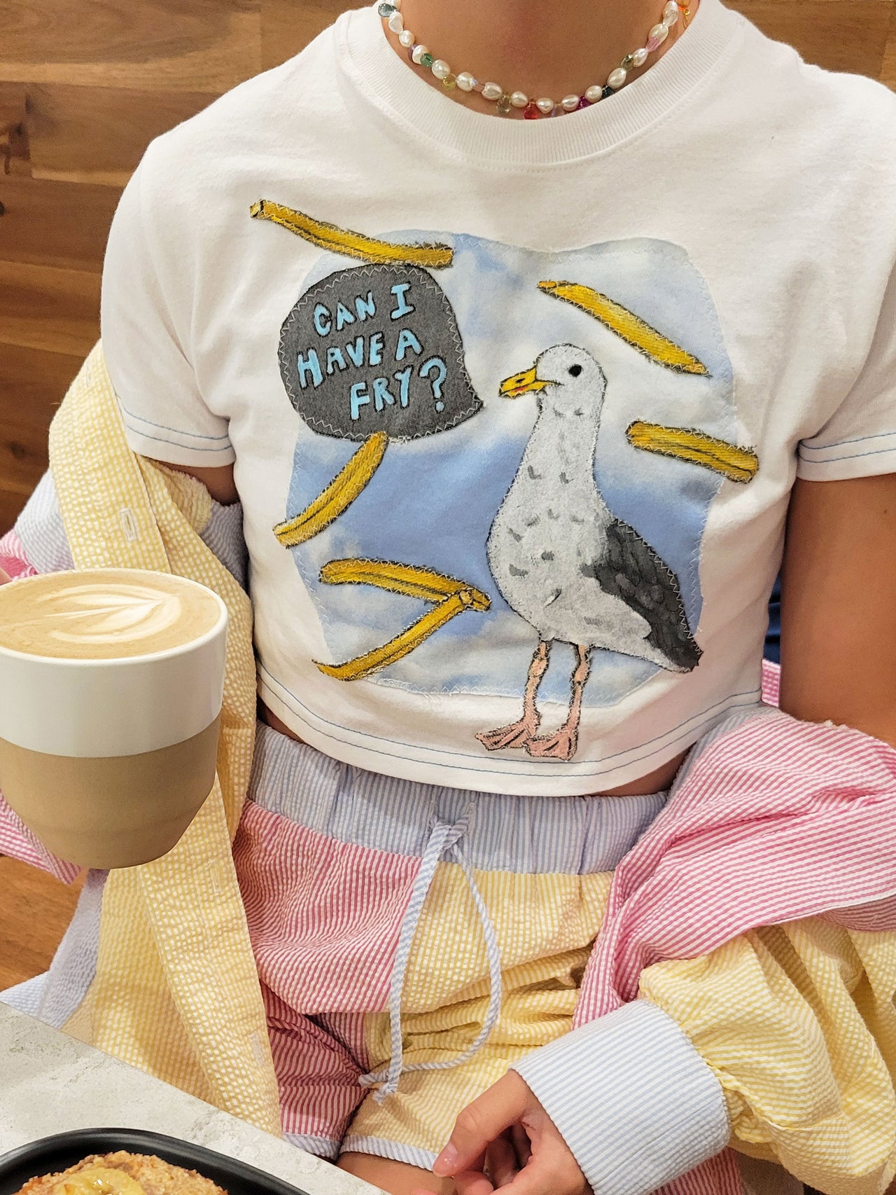 "Can I have a fry? " Seagull Cropped Tee