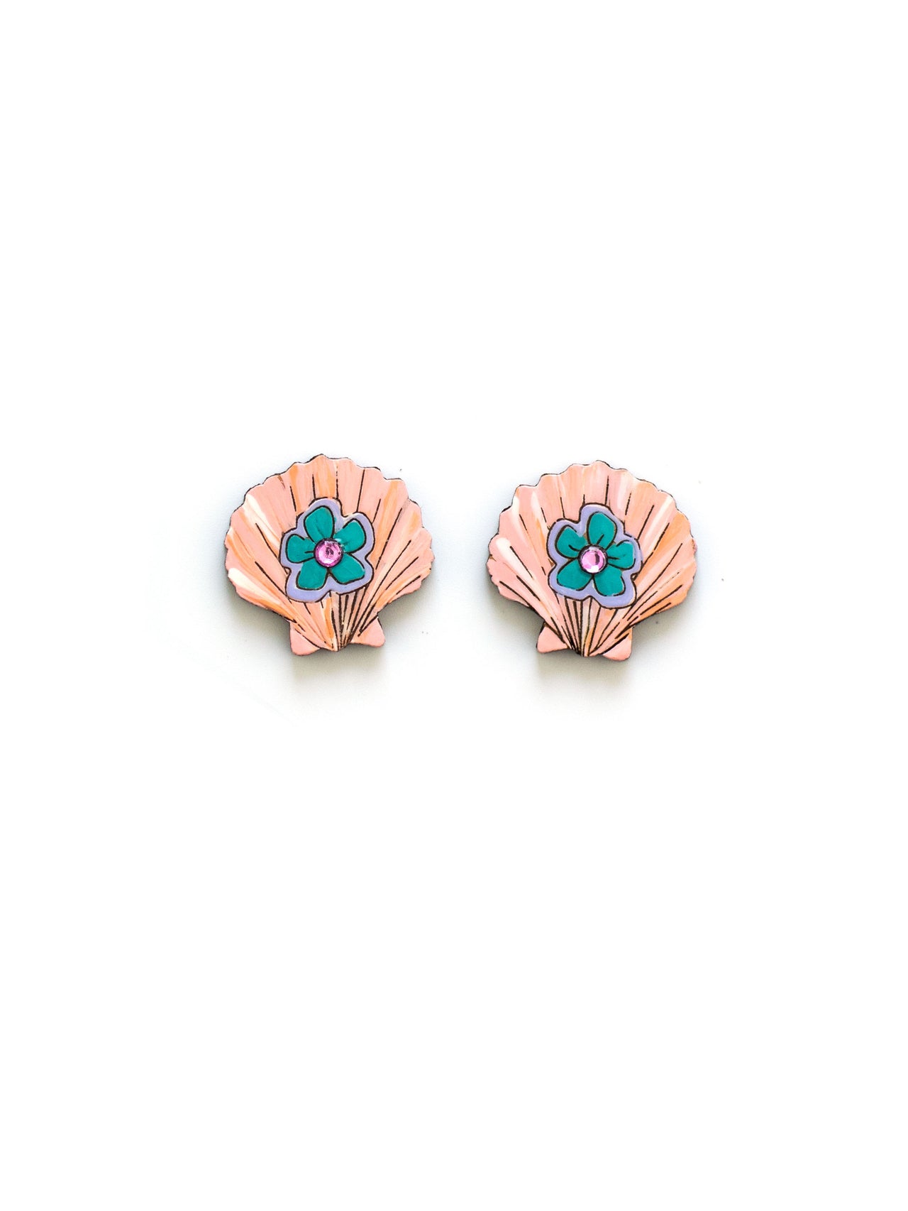 Pink Seashell Studs