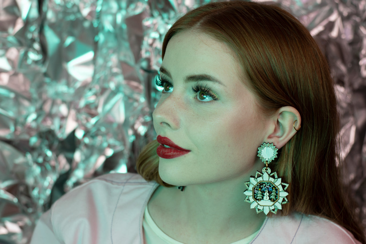 Snowman Snowflake Earrings