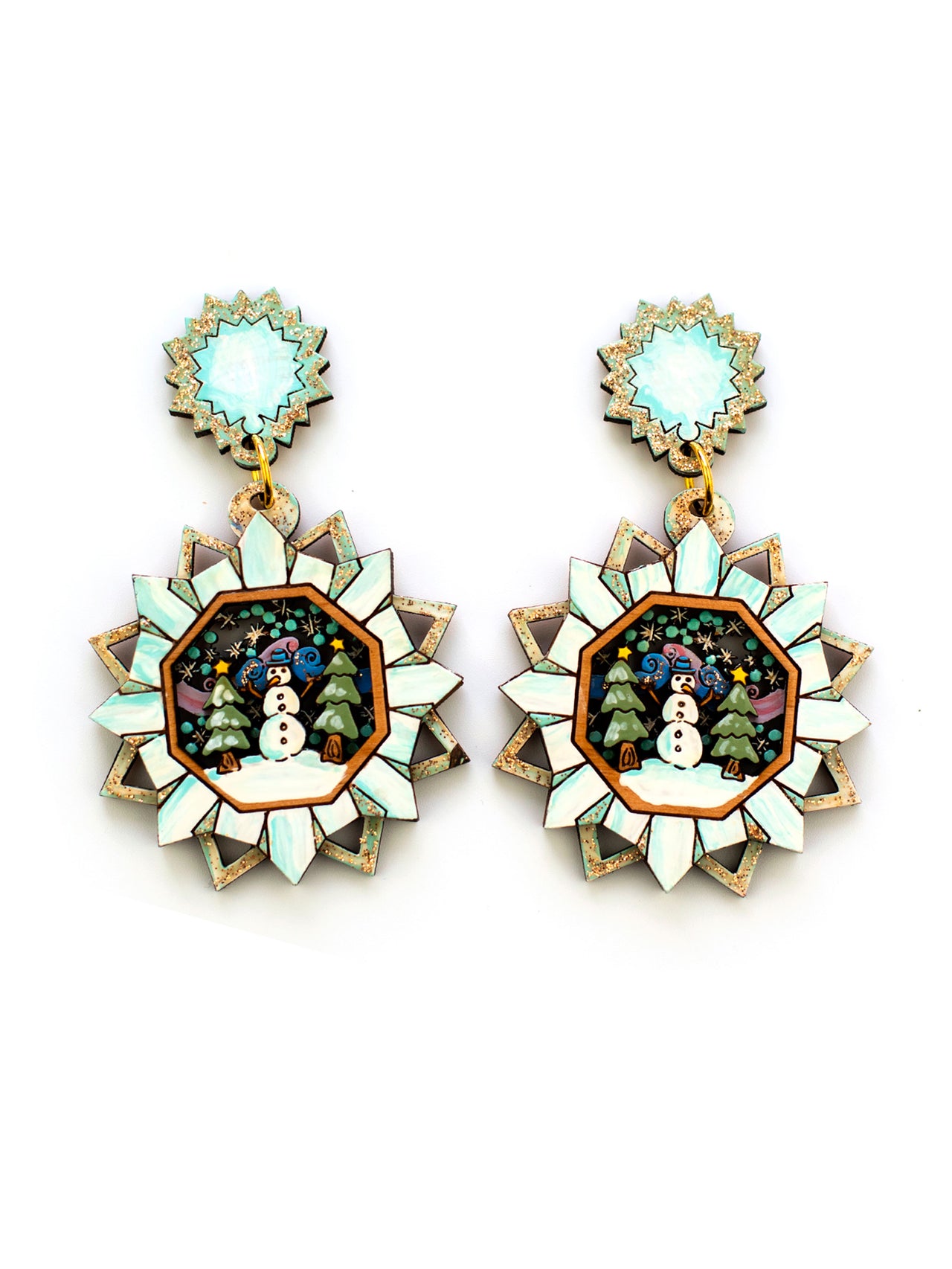 Snowman Snowflake Earrings