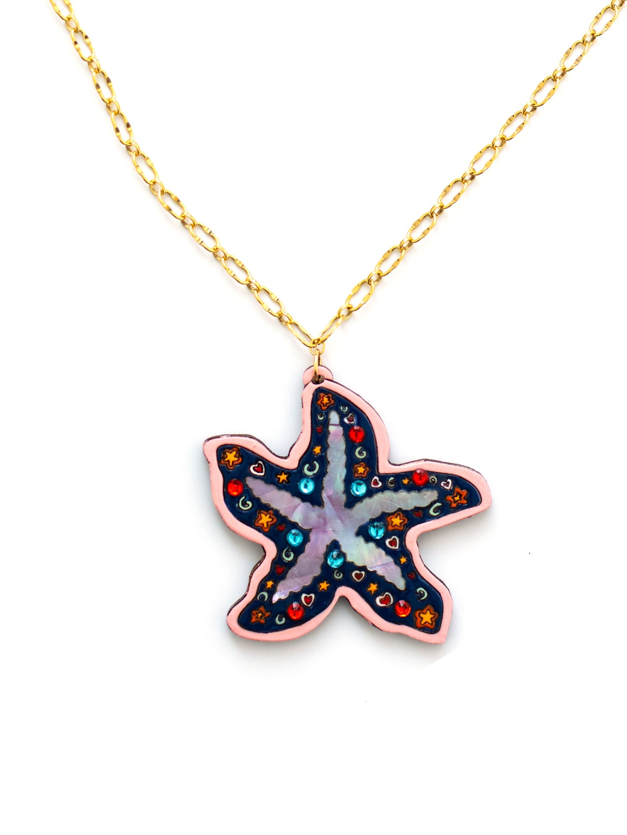 Starfish Whimsy Necklace in Navy