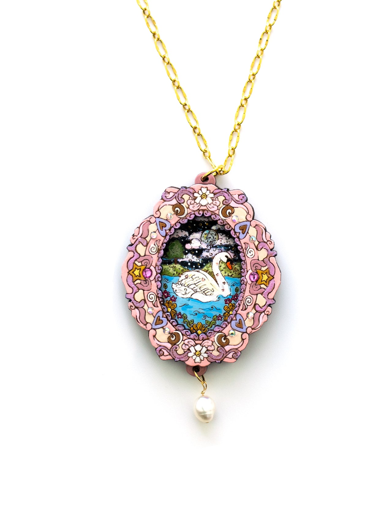 Midnight Swan Pendant Necklace