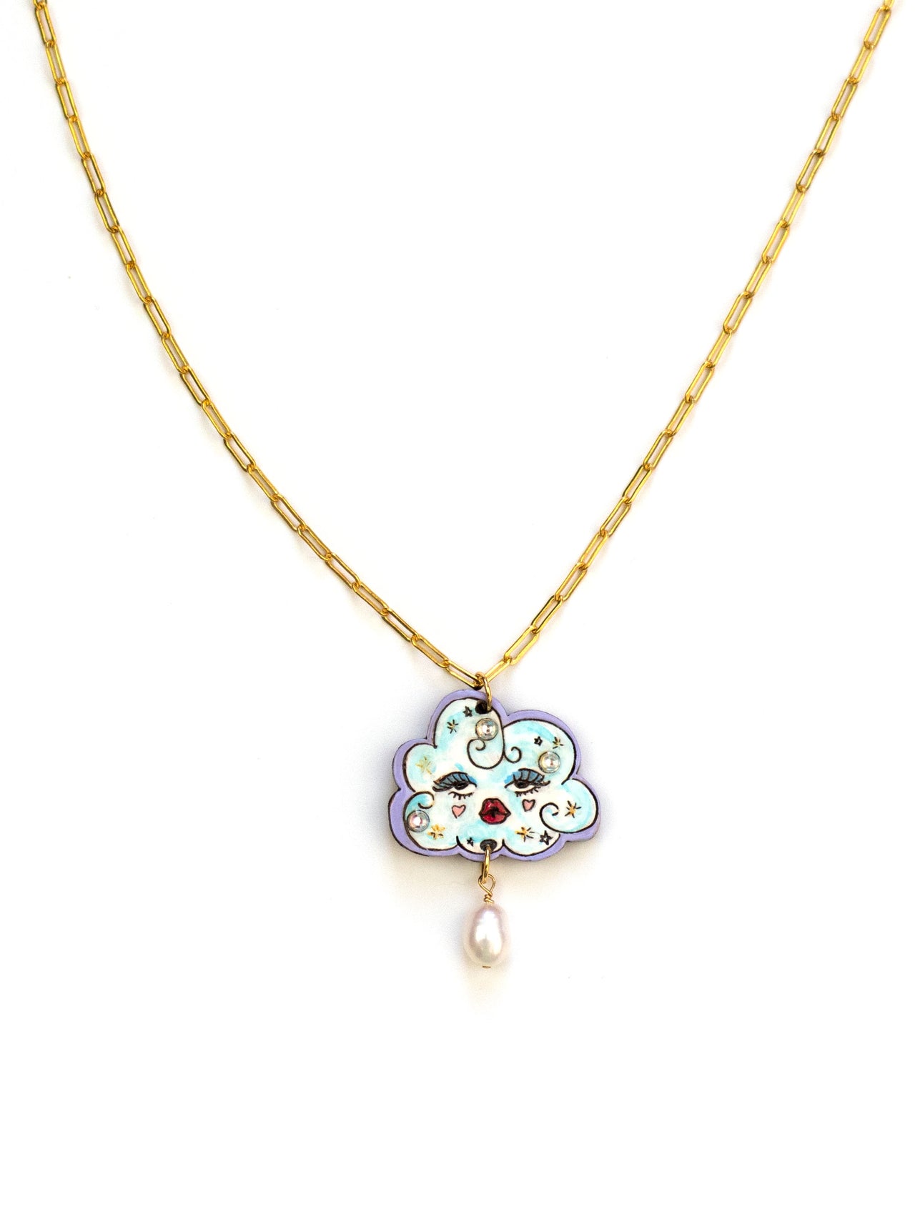 Doodle Gem Cloud Pendant Necklace