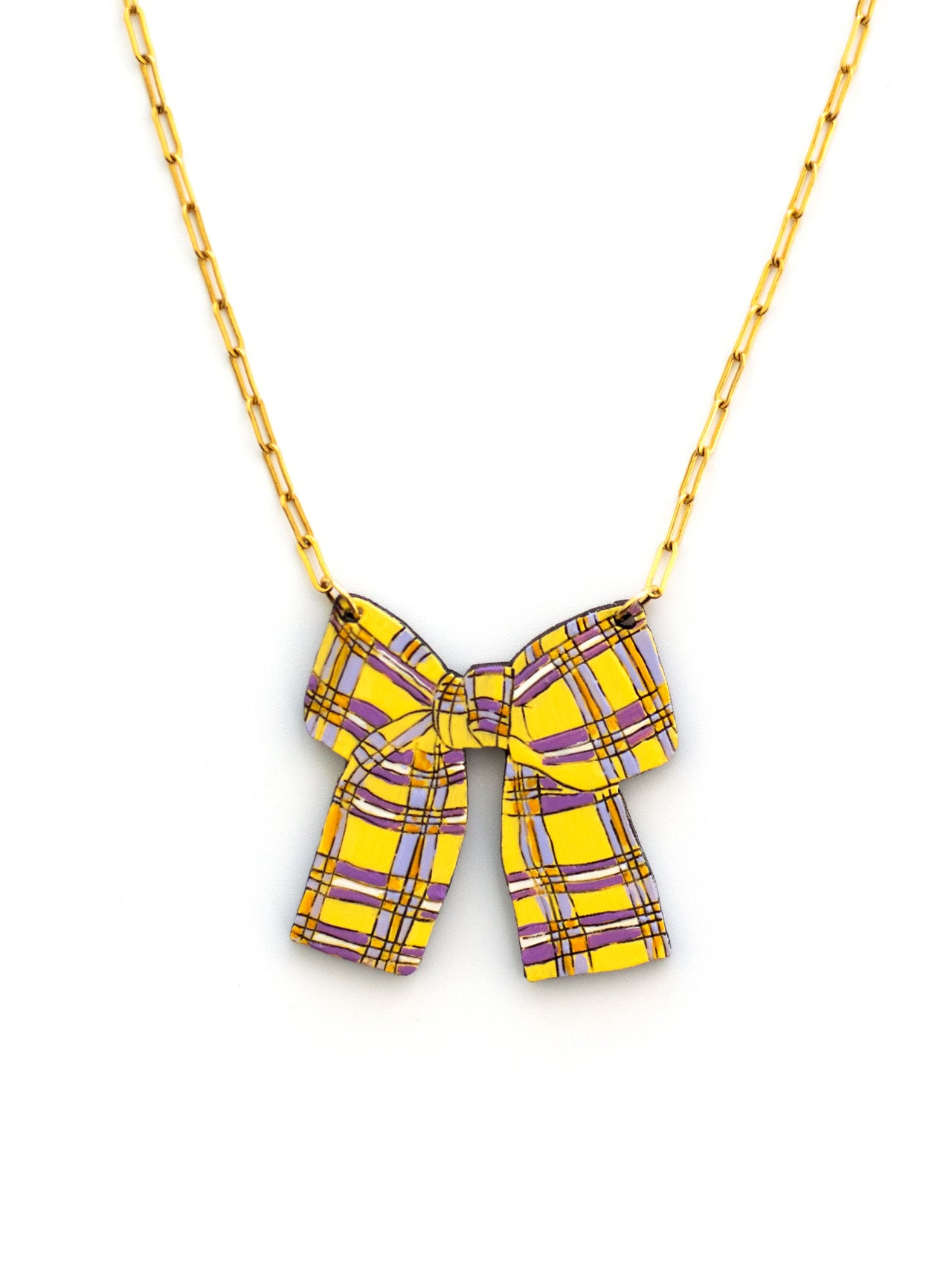 Clueless Plaid Bow Necklace (One-of-a-kind)