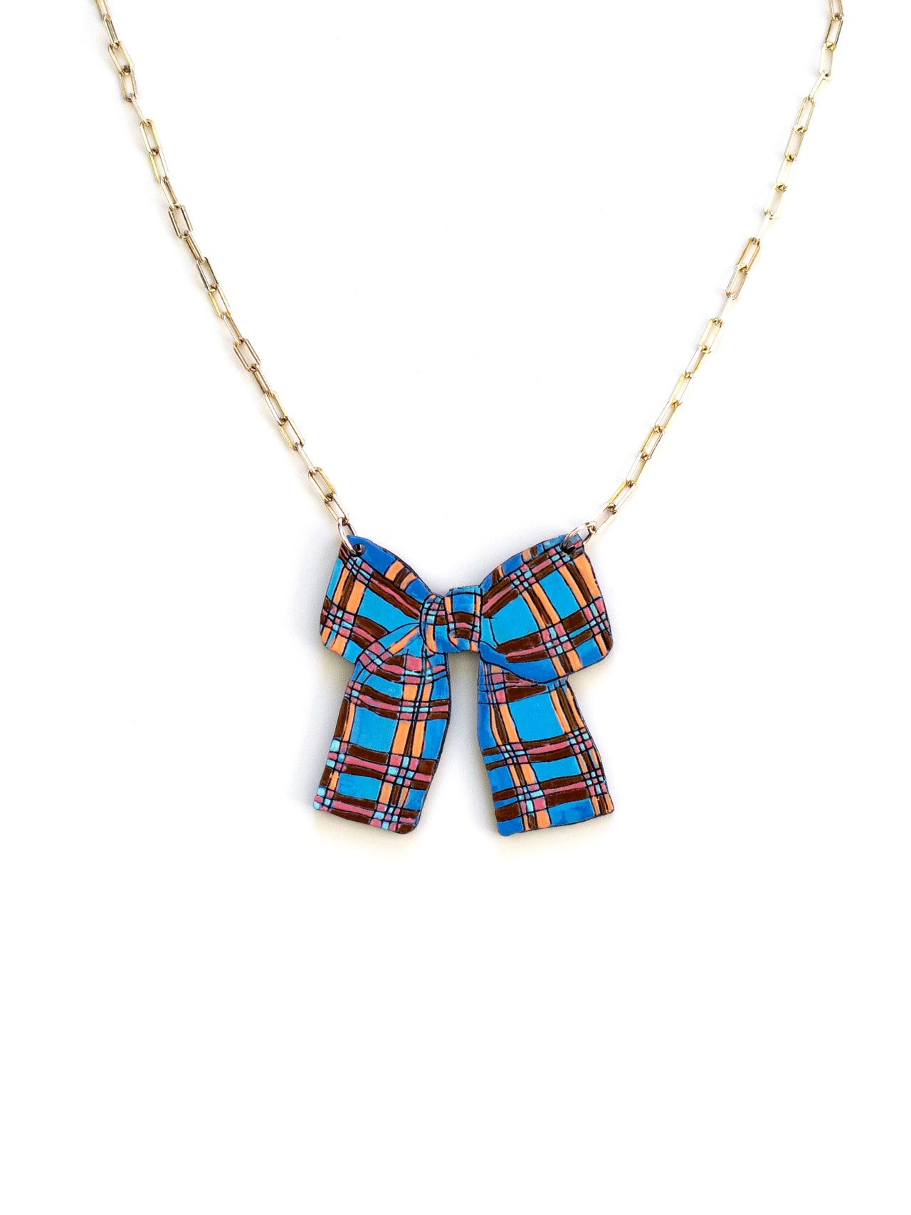 Plaid Bow Neklace