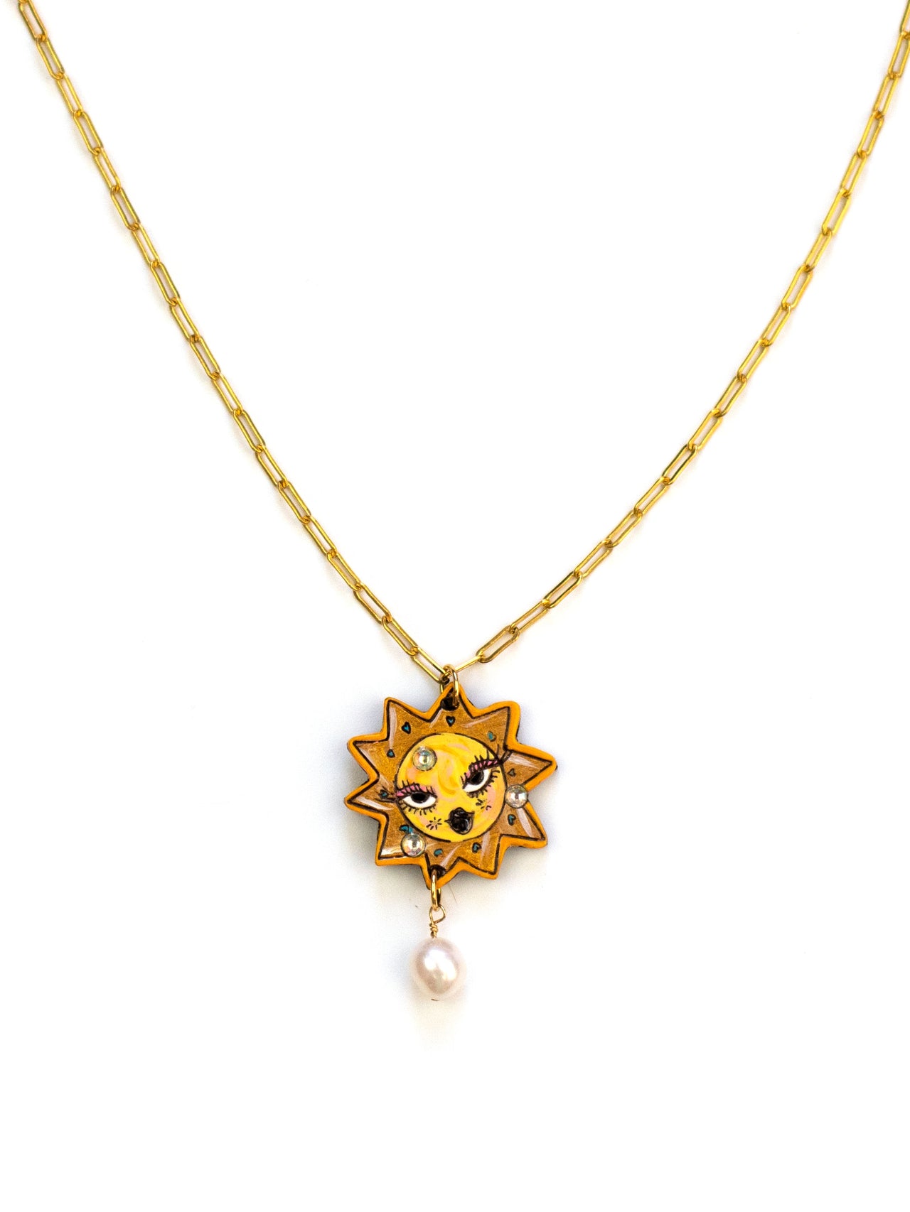 Doodle Gem Sun Pendant Necklace