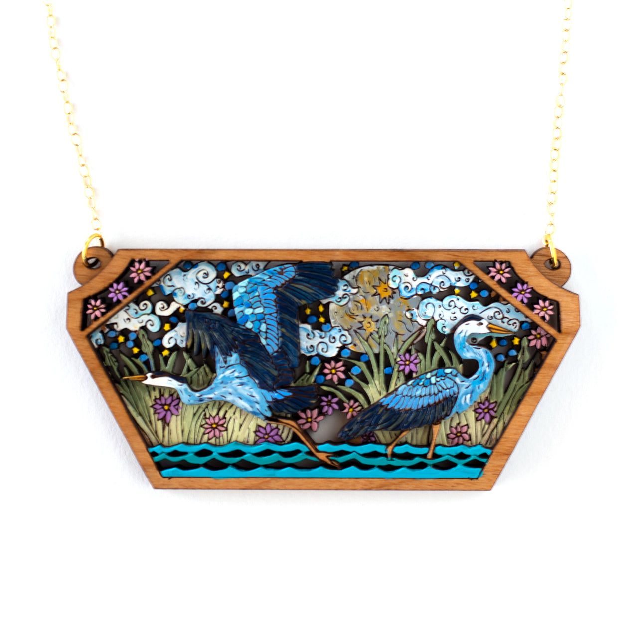 Midnight Heron Necklace