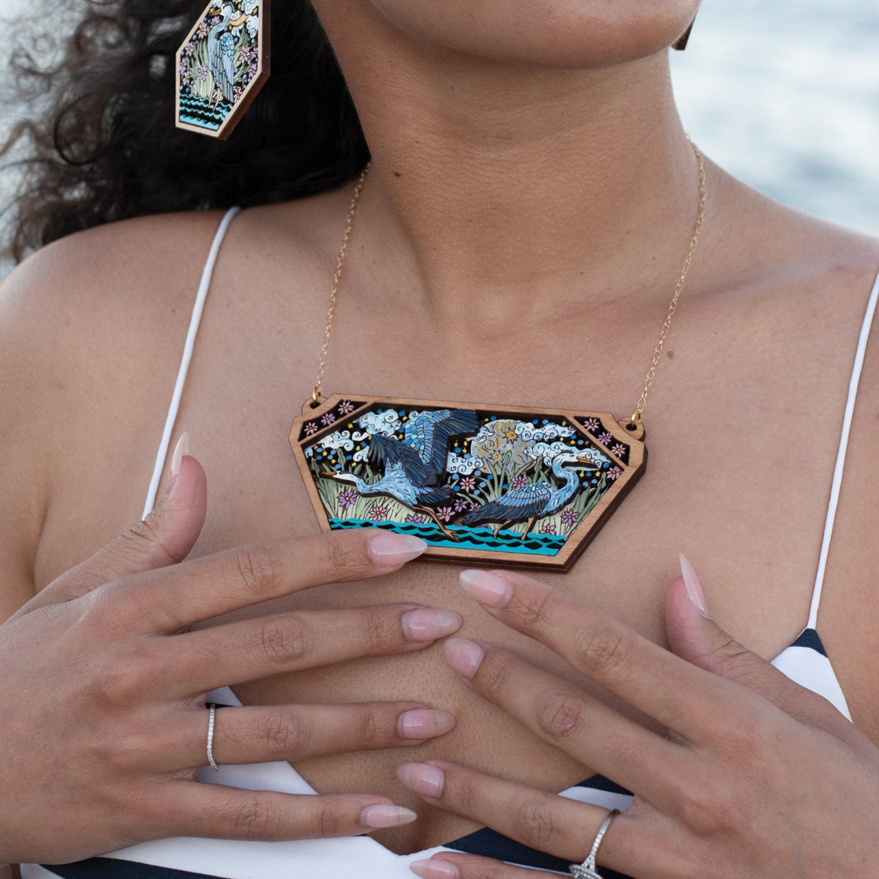 Midnight Heron Necklace