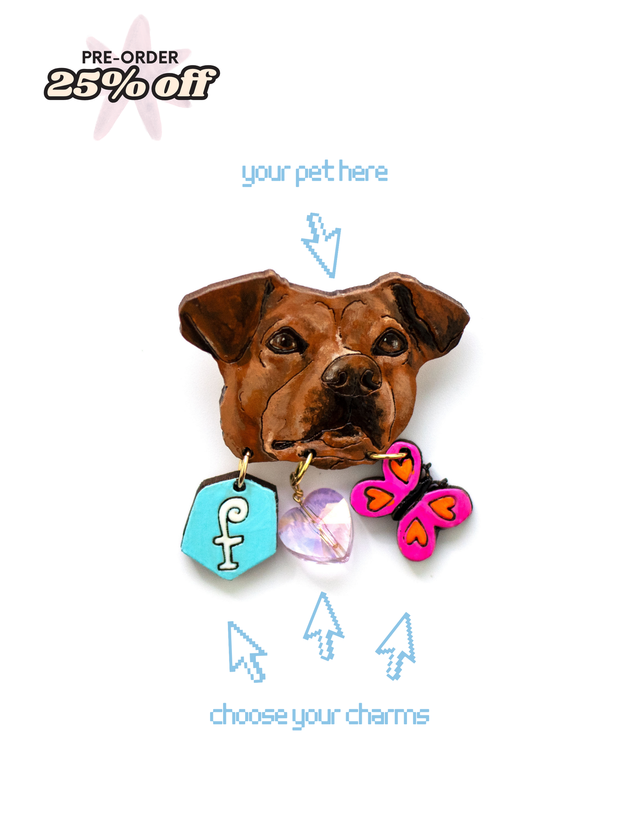 Furry Face - Pet Portrait Brooch Pin (Large)