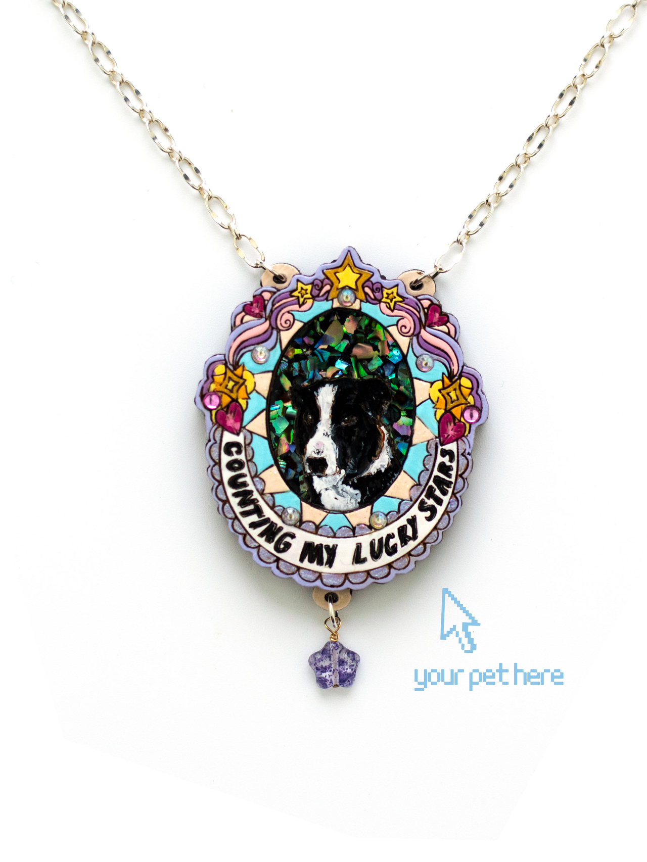 "Counting my lucky stars" Pet Portrait Necklace