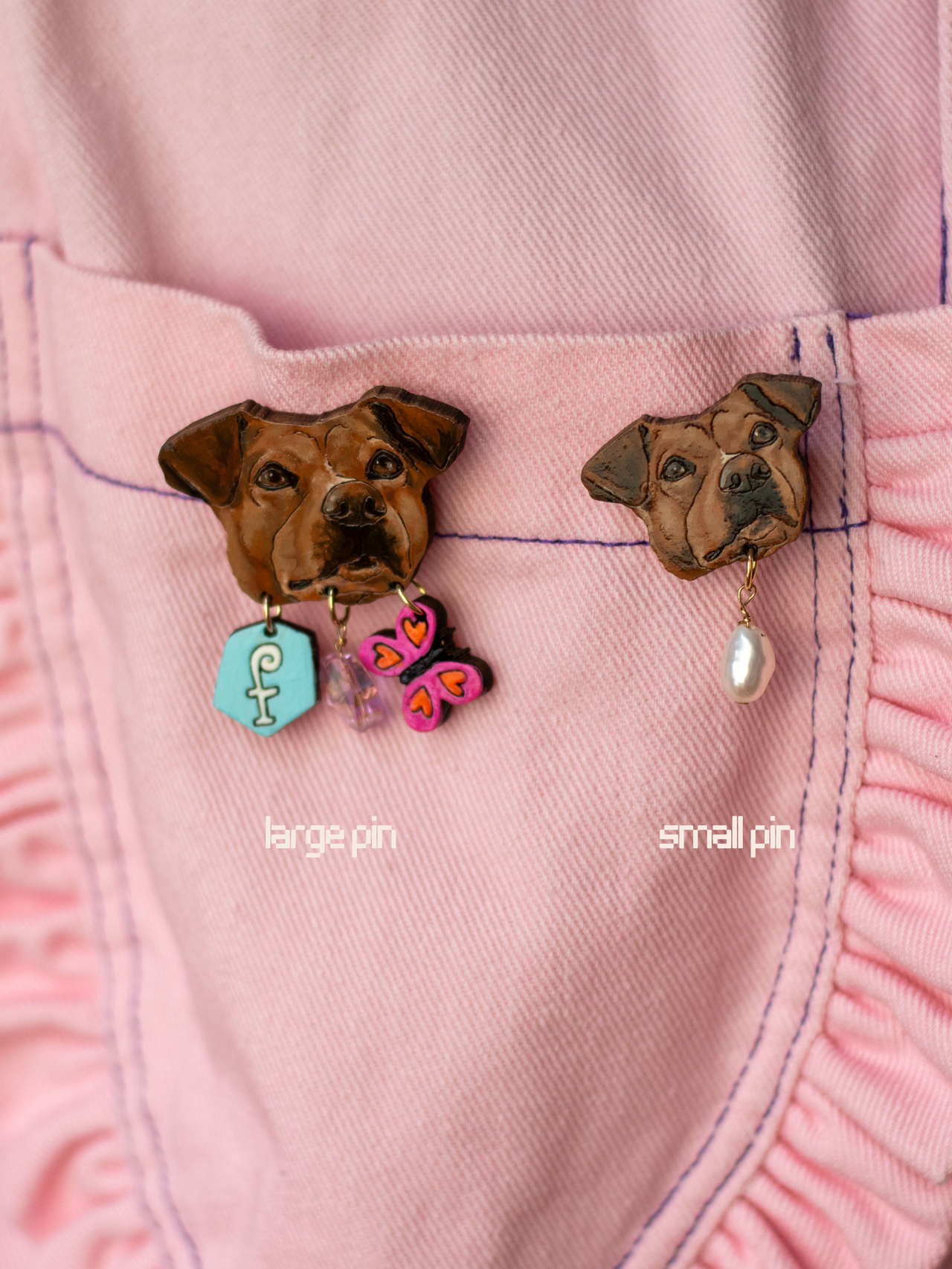 Furry Face - Pet Portrait Brooch Pin (Large)