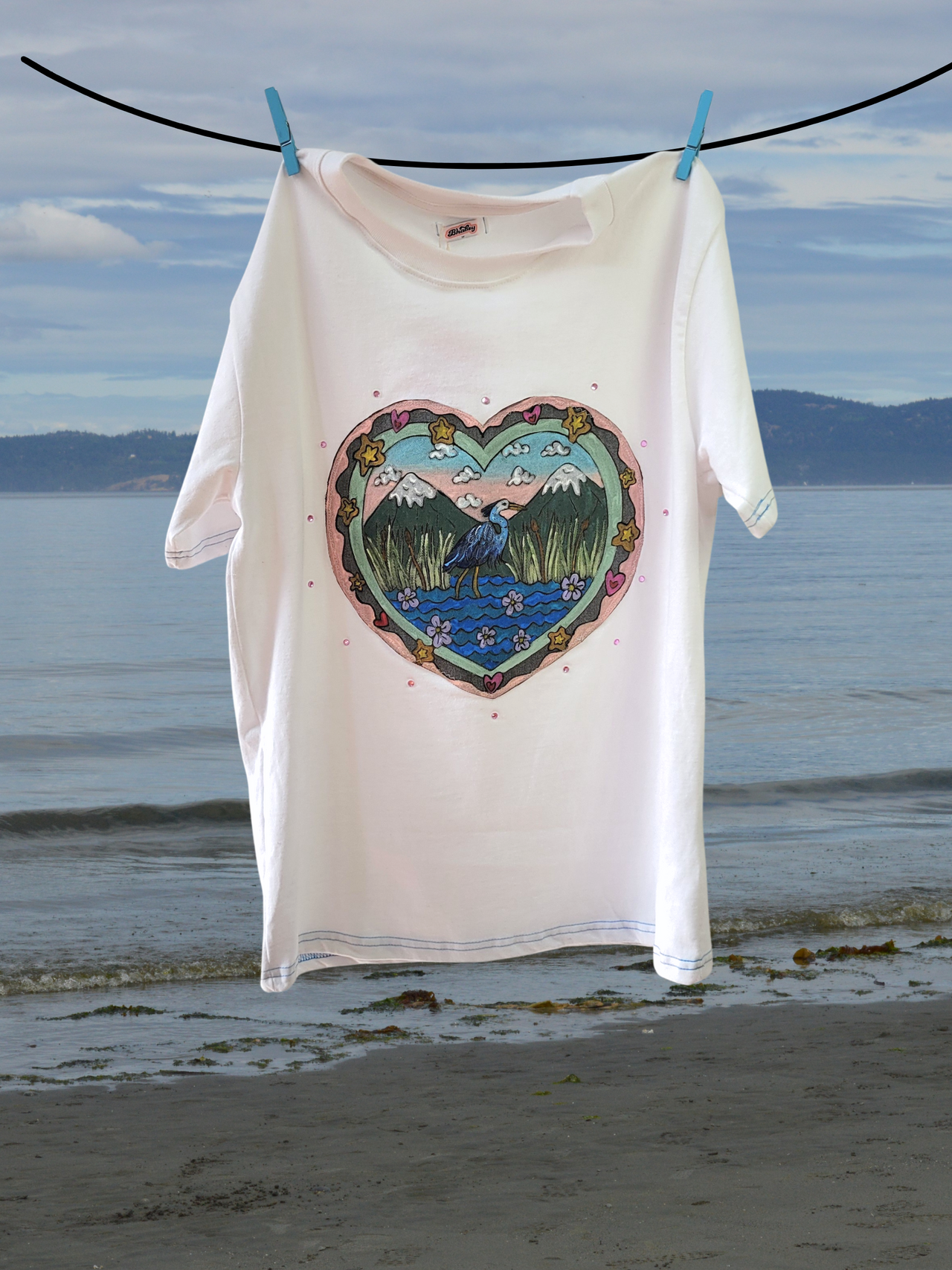 Great Blue Heron Heart T-shirt