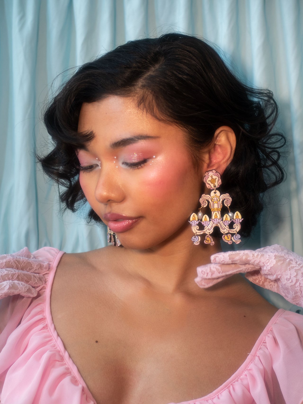 Pink Pearl Chandelier Earrings