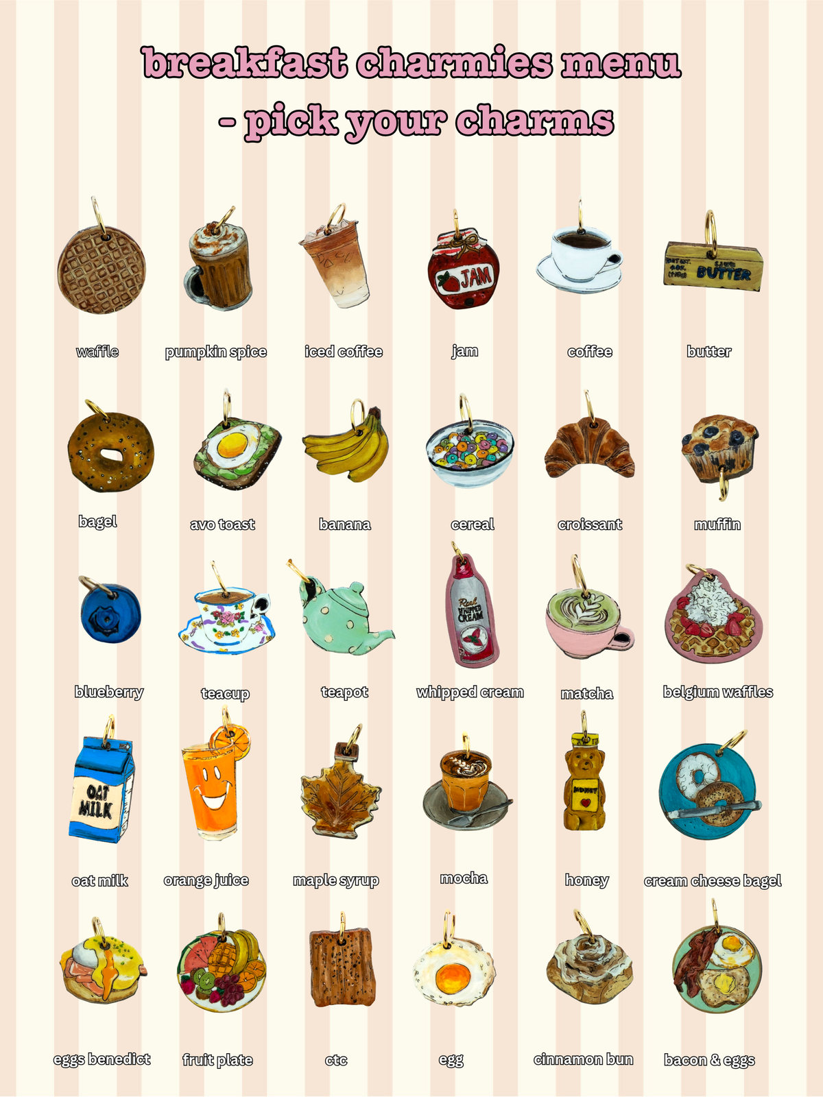 Breakfast Charmies Pendant Necklace (Choose your own charms) (Copy)