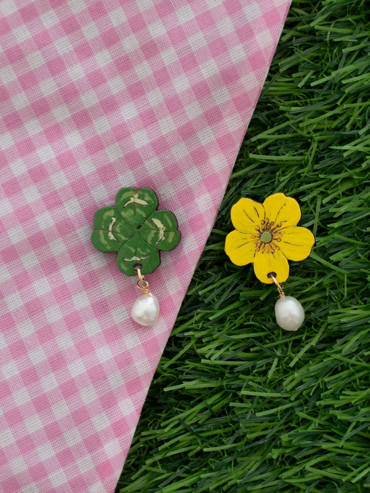 Four Leaf Clover & Buttercup Studs