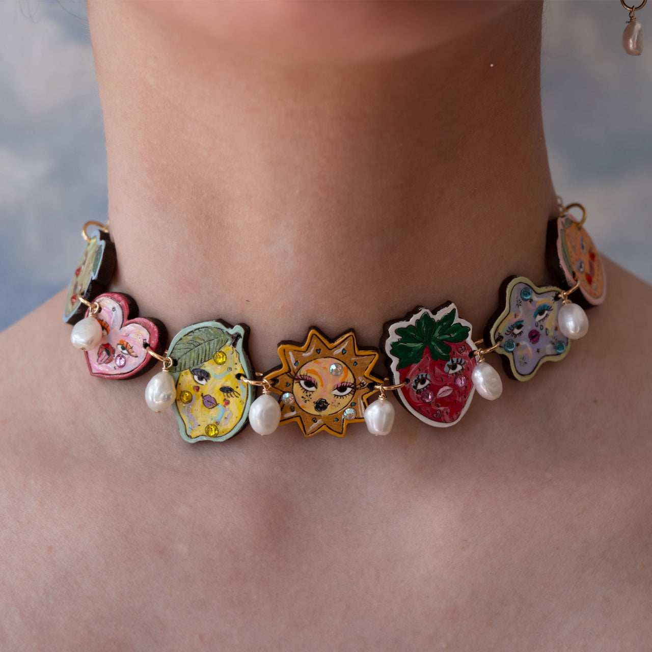 Fruity Doodle Gems Charm Necklace