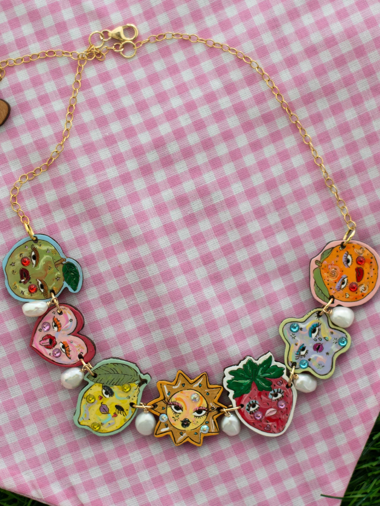 Fruity Doodle Gems Charm Necklace