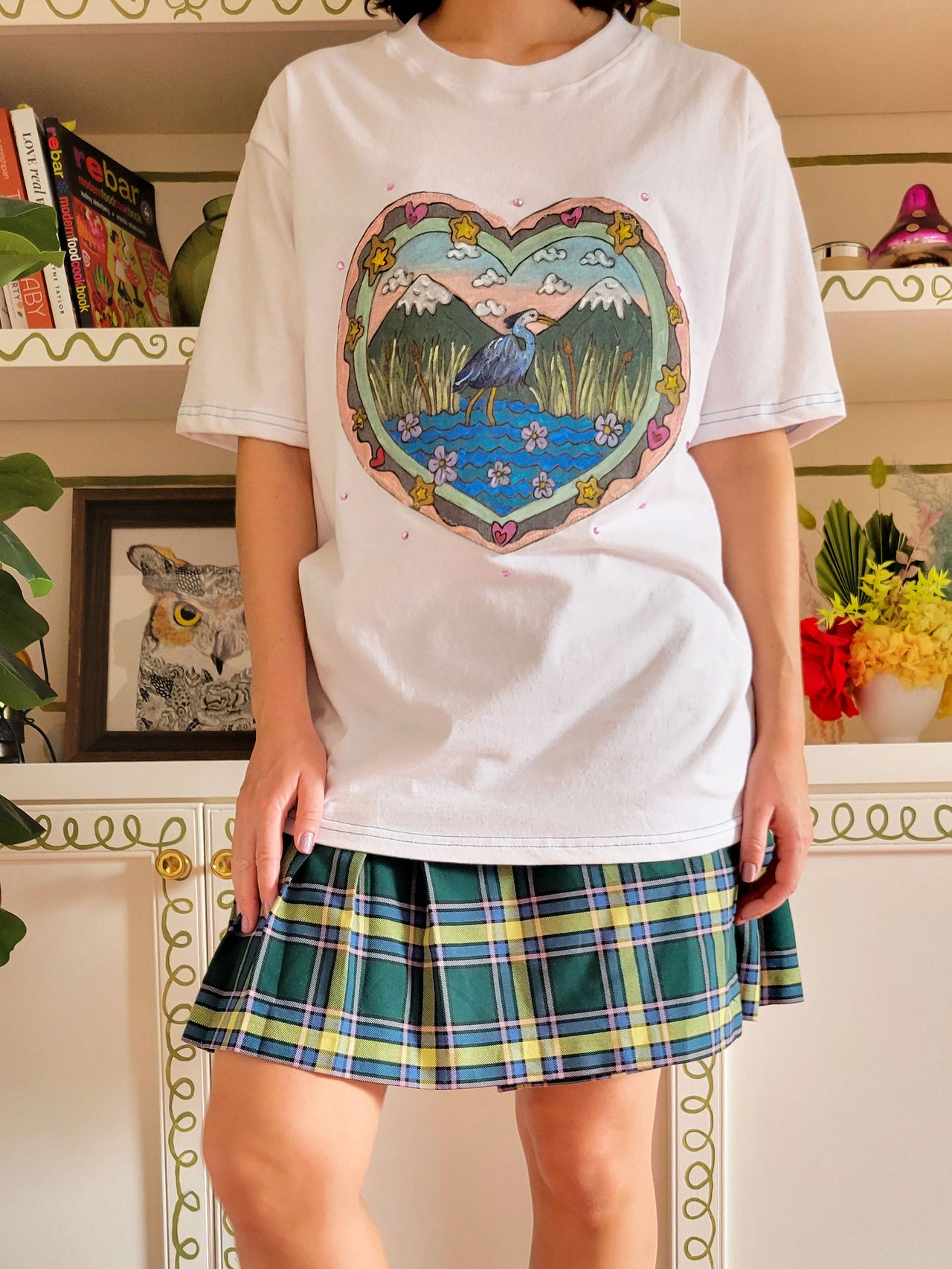 Great Blue Heron Heart T-shirt
