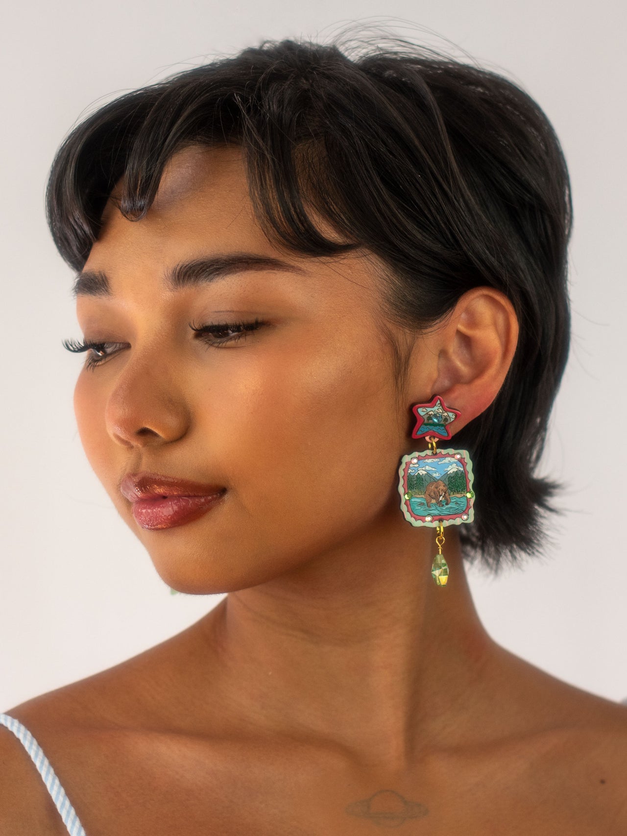 Grizzly Bear Scene Earrings