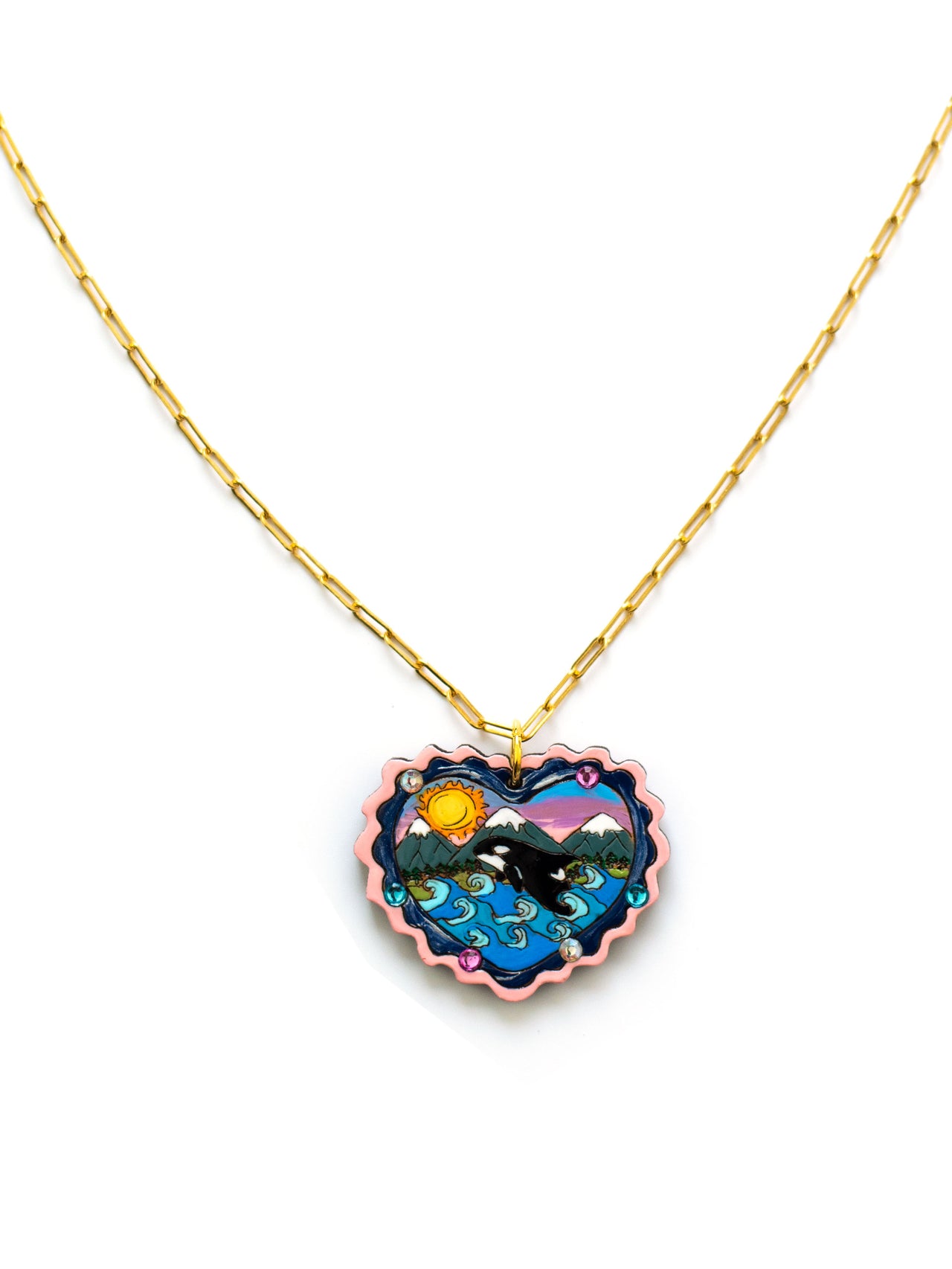 Orca Heart Pendant Necklace