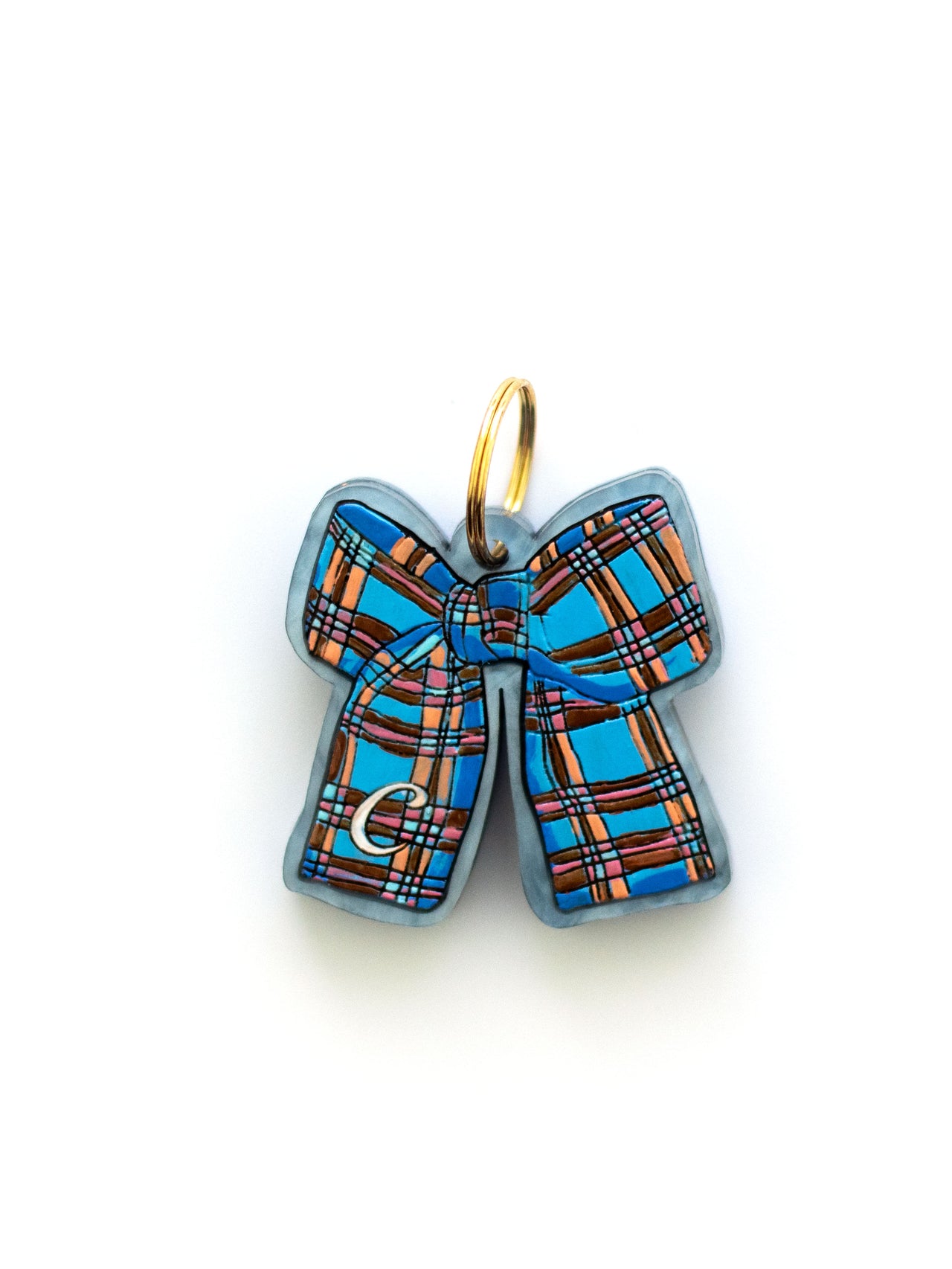 Monogram Plaid Bow Pet Tag