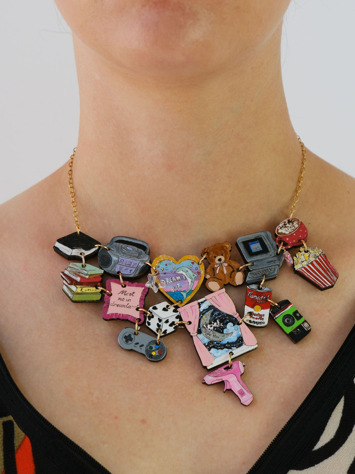 Y2K SLEEPOVER collage necklace