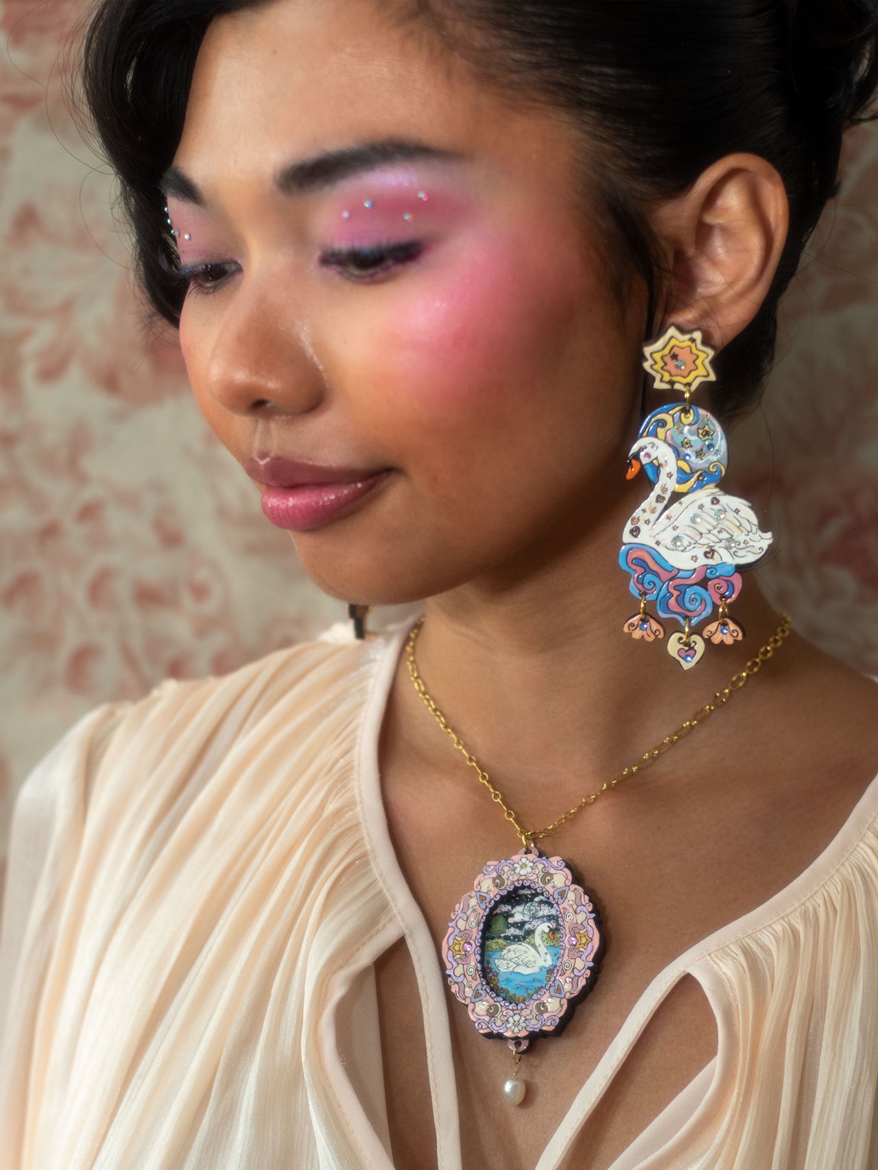 Midnight Swan Pendant Necklace