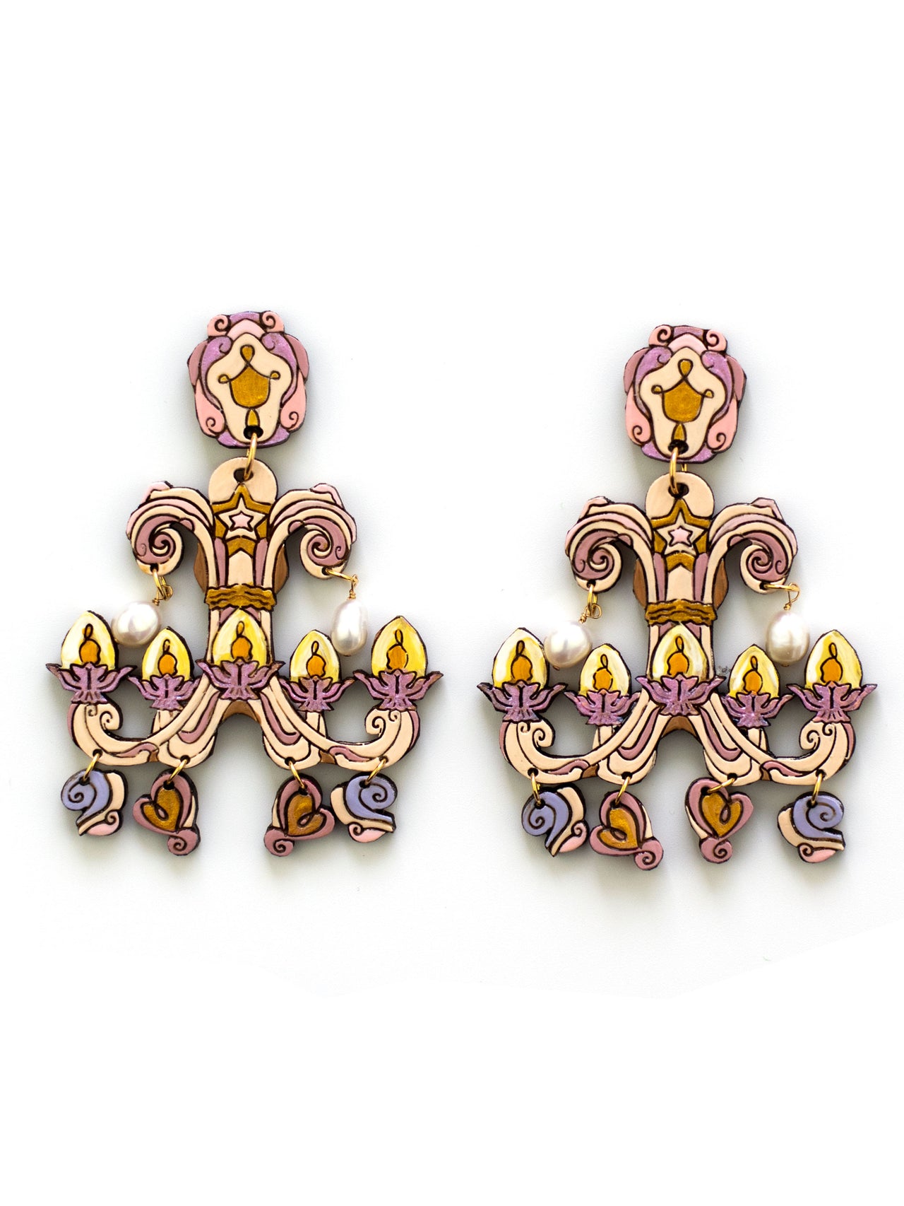 Pink Pearl Chandelier Earrings